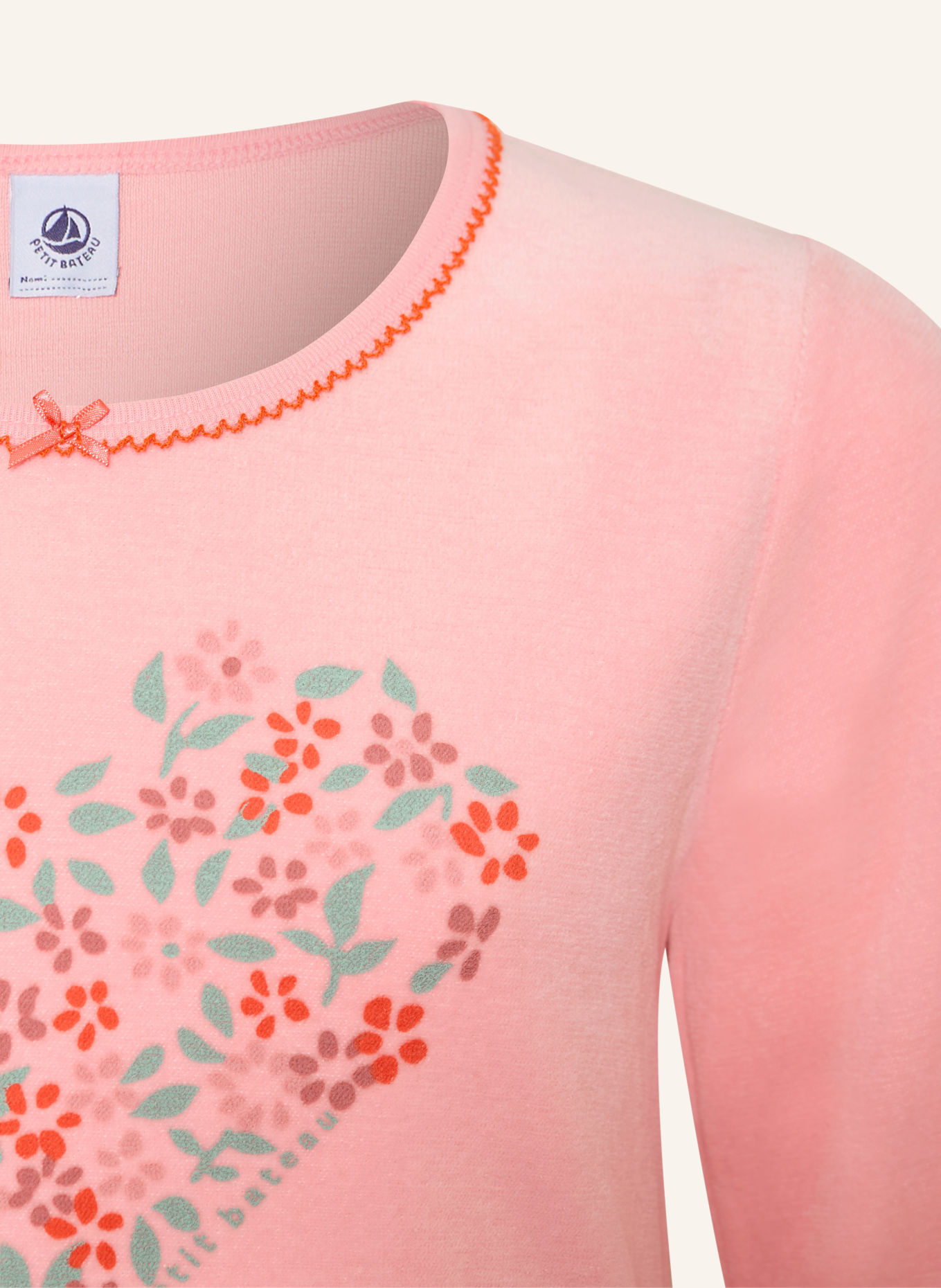 PETIT BATEAU Velour pajamas: PINK / ORANGE / TURQUOISE