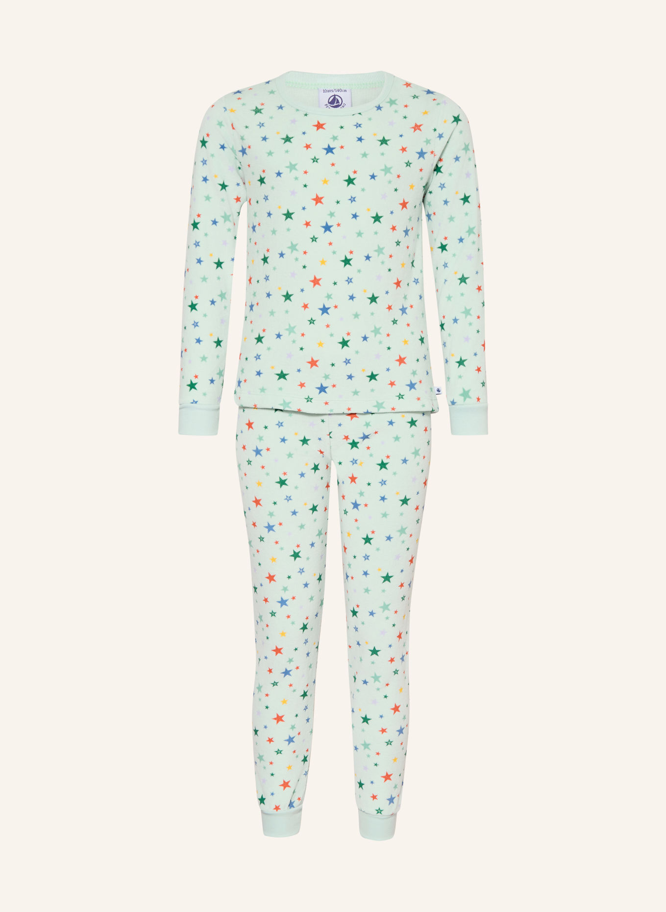 PETIT BATEAU Schlafanzug aus Nicki: MINT / ROT / BLAU