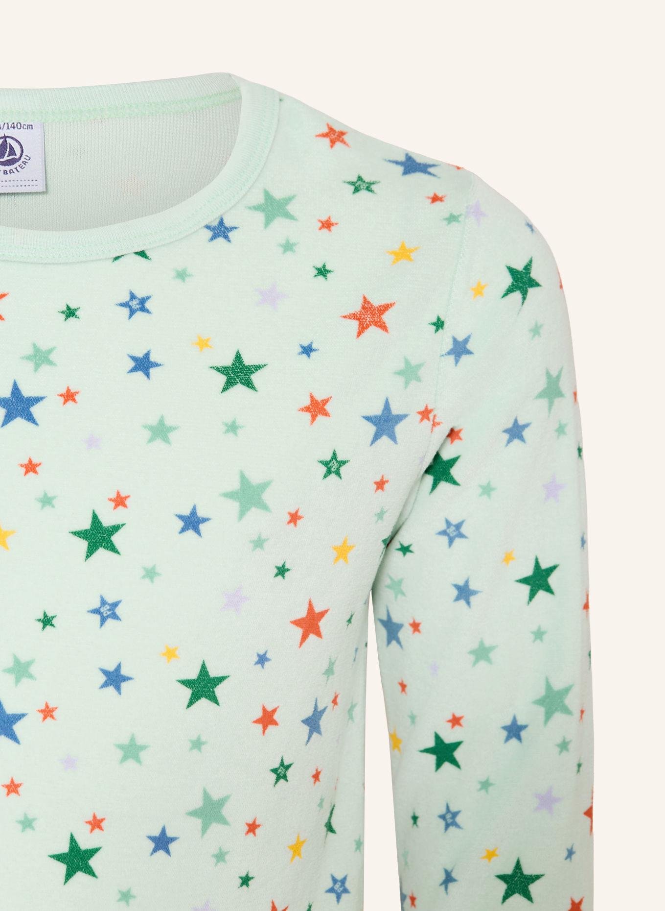 PETIT BATEAU Schlafanzug aus Nicki: MINT / ROT / BLAU