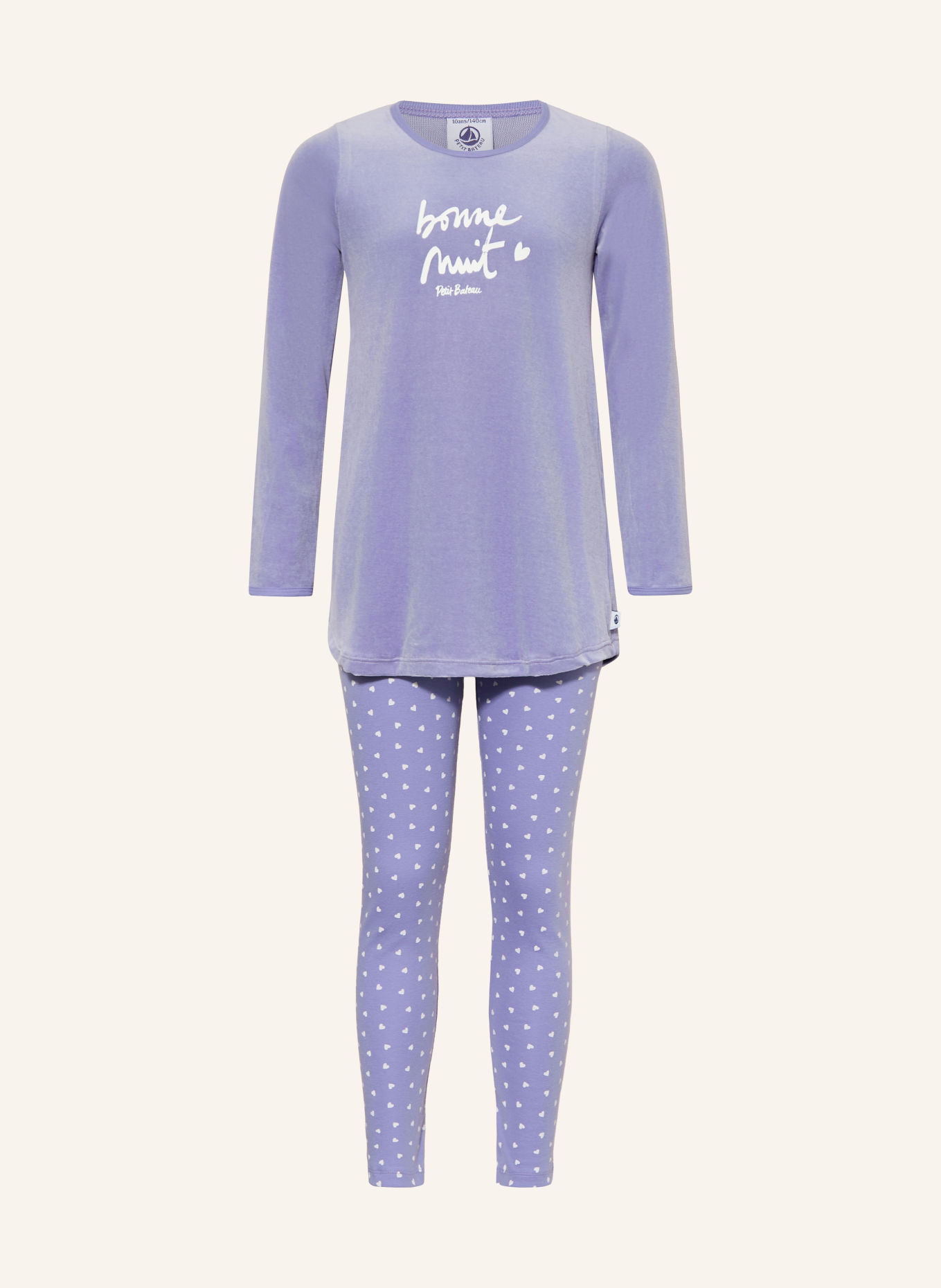 PETIT BATEAU Schlafanzug aus Nicki: LILA / WEISS