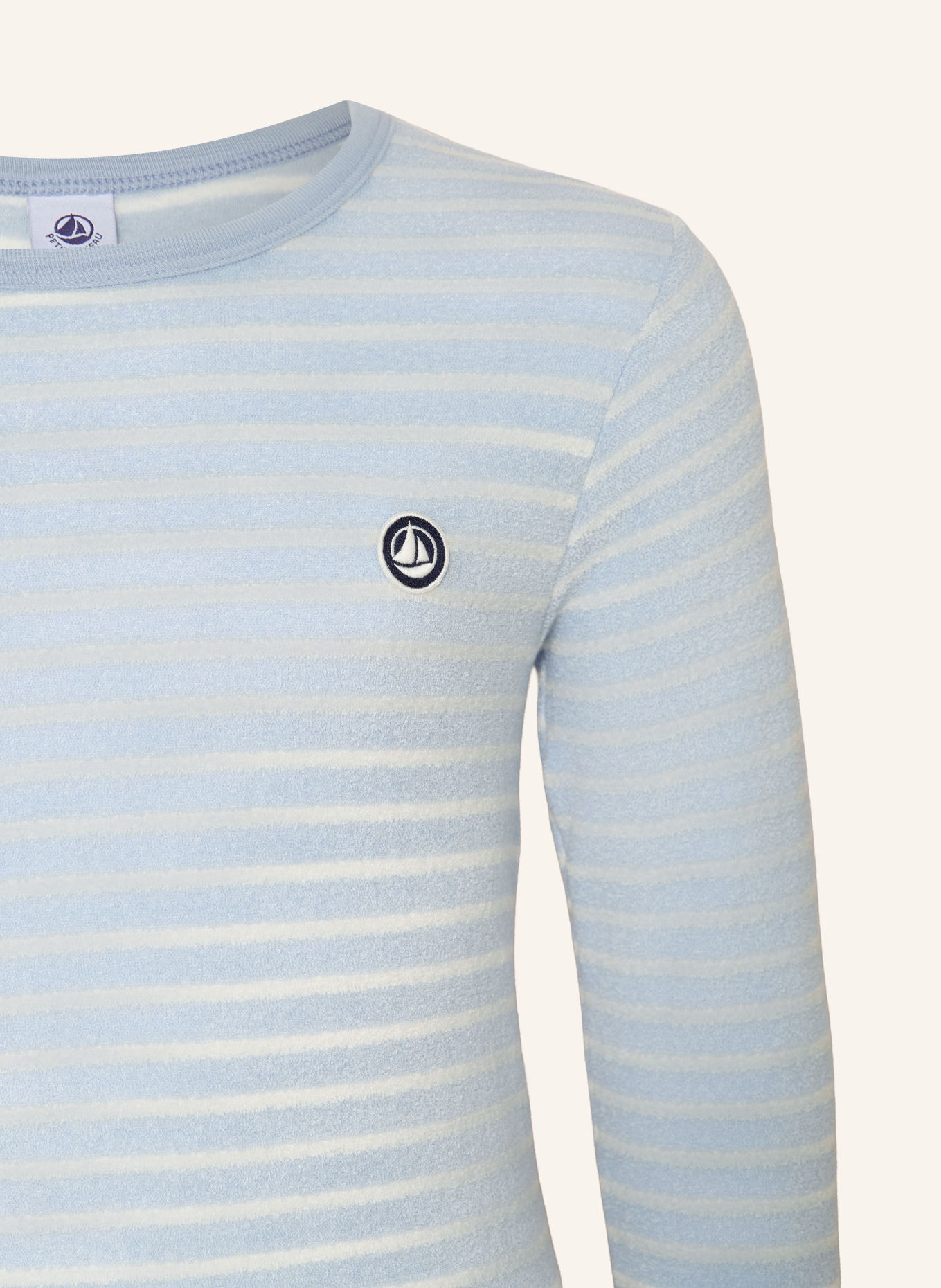PETIT BATEAU Terry cloth pajamas: LIGHT BLUE / WHITE