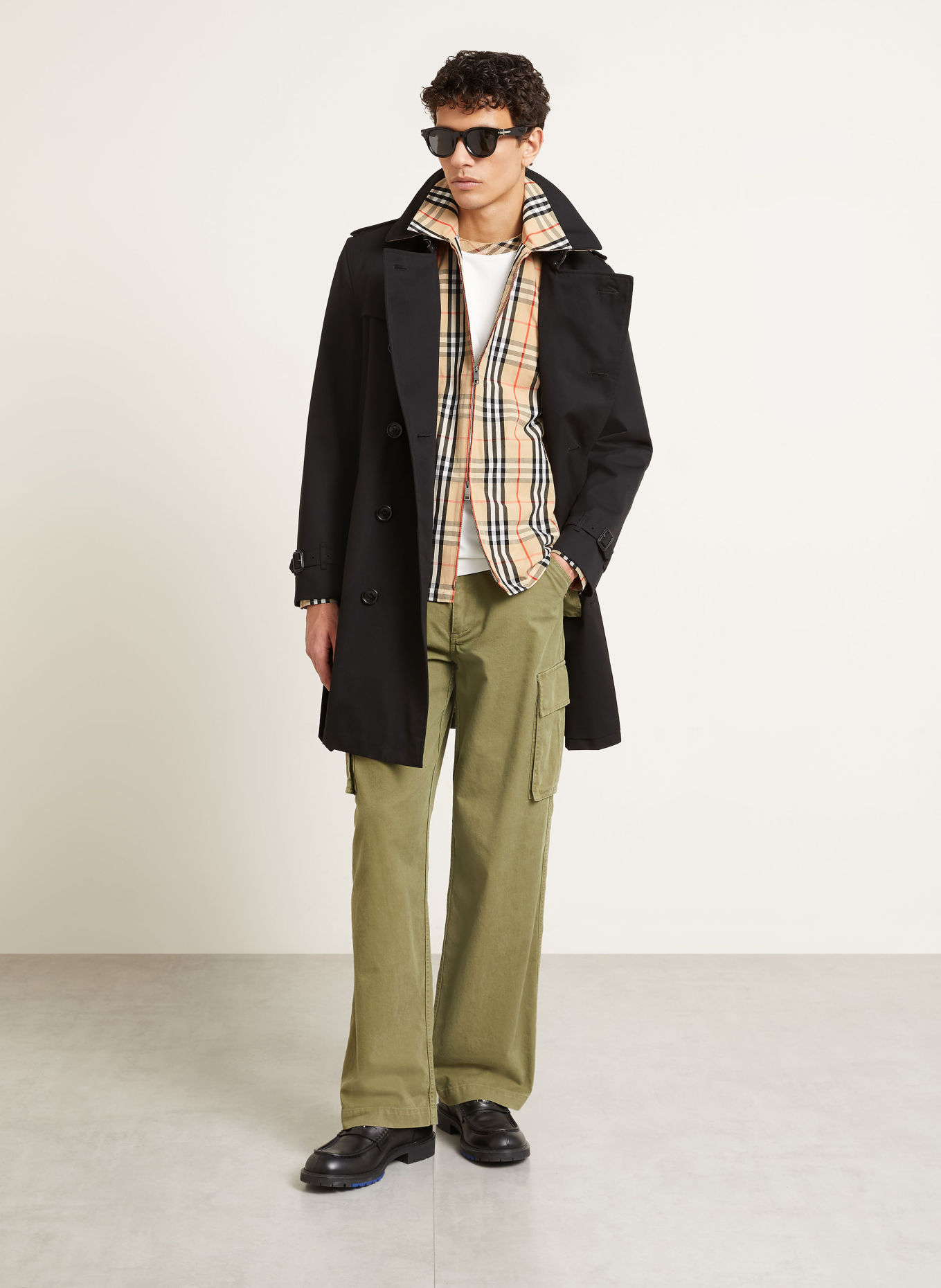 BURBERRY Košile OLLIE: BÉŽOVÁ / ČERVENÁ / ČERNÁ
