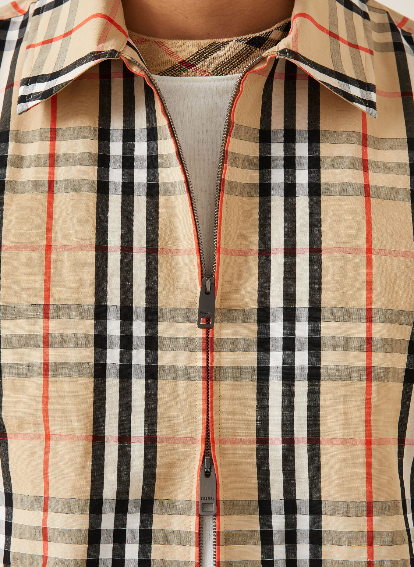 BURBERRY Košile OLLIE: BÉŽOVÁ / ČERVENÁ / ČERNÁ