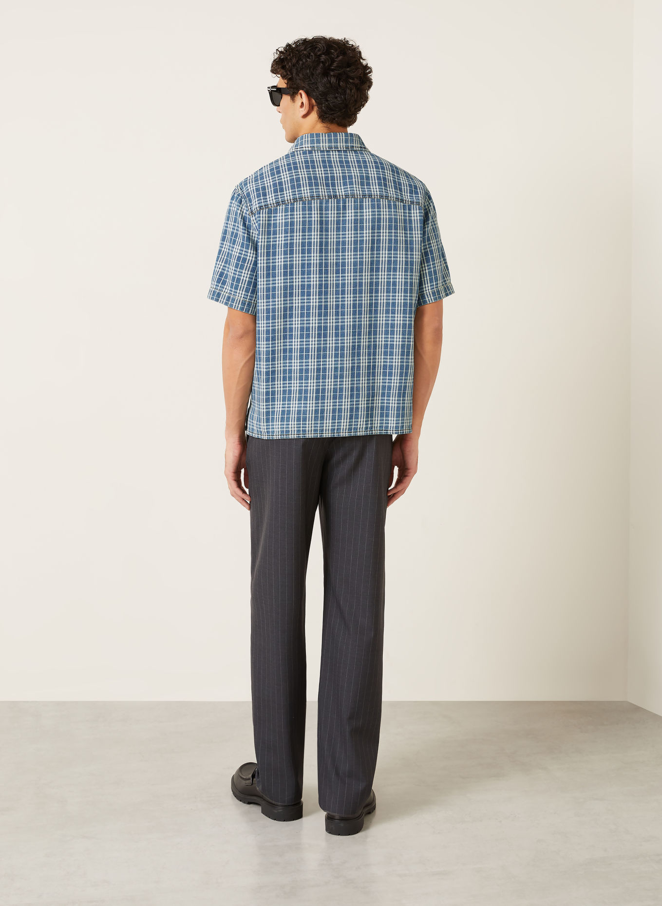 BURBERRY Džínová košile DONALD Slim Fit: TMAVĚ MODRÁ / BÍLÁ