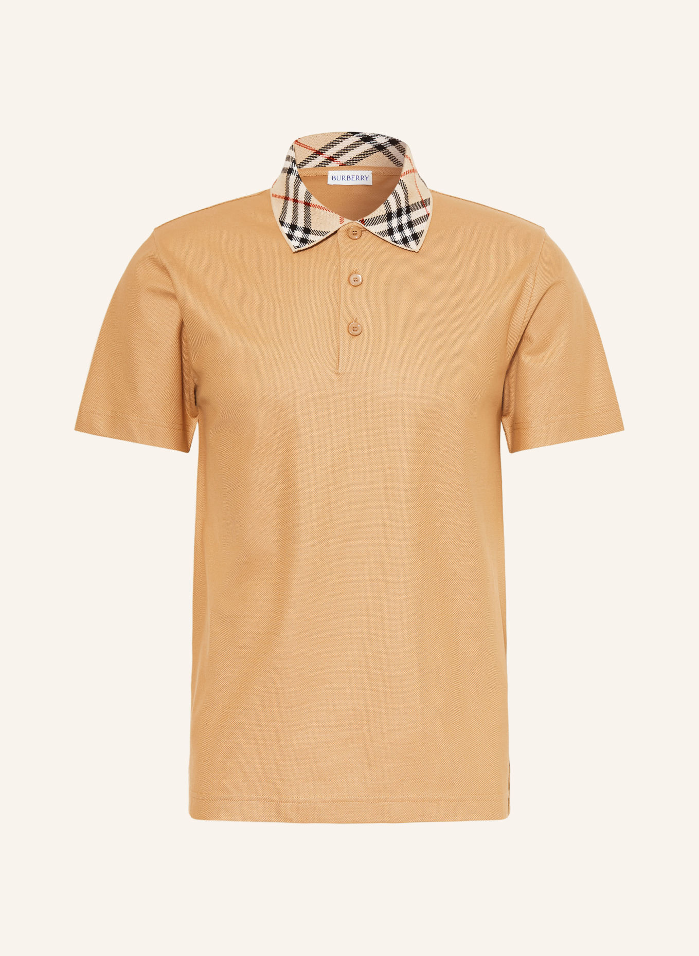 BURBERRY EVAN Piqué polo shirt: COGNAC / RED / BLACK