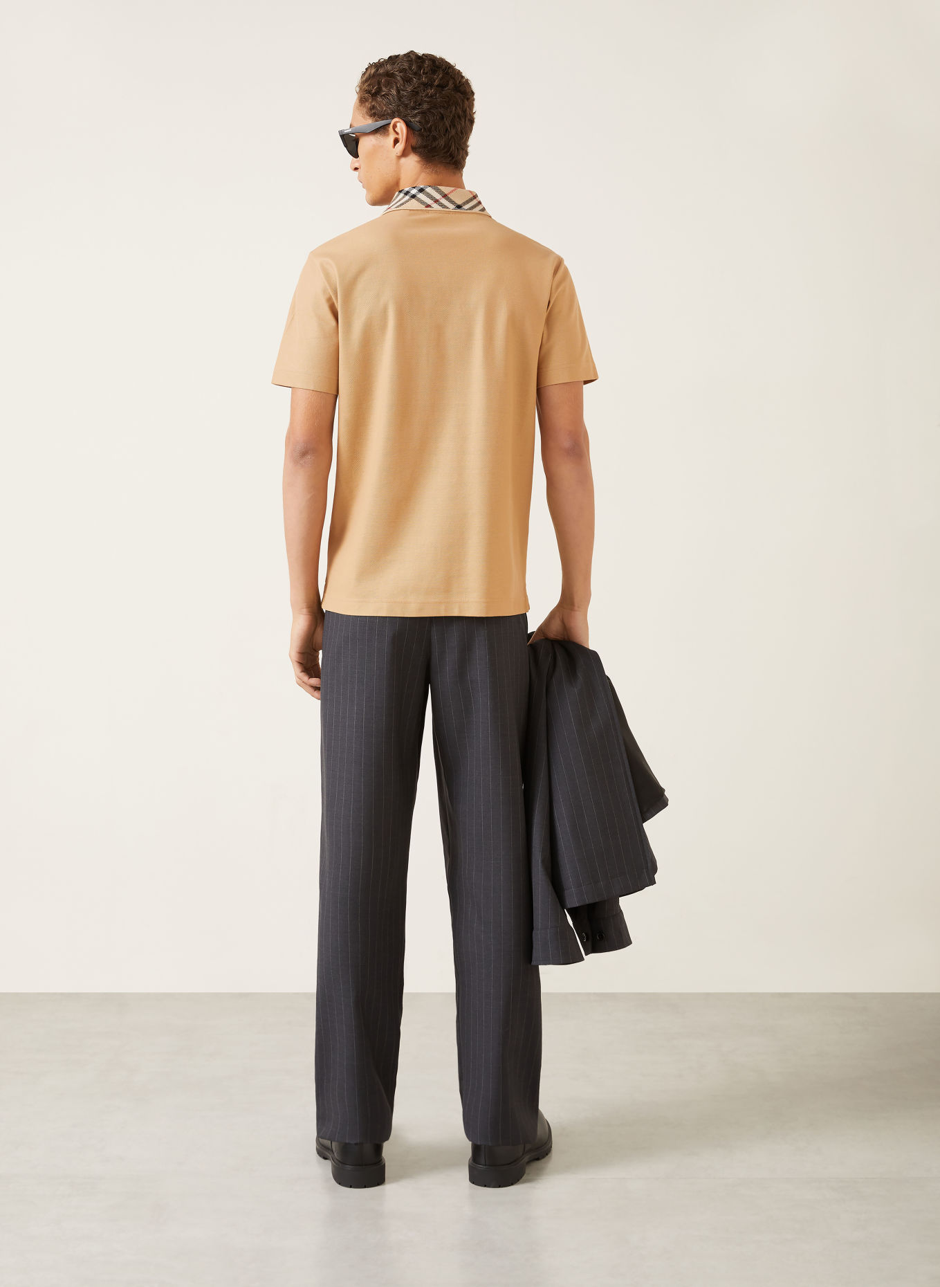 BURBERRY EVAN Piqué polo shirt: COGNAC / RED / BLACK