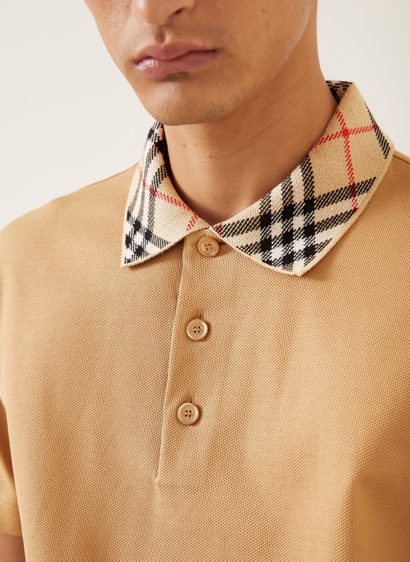 BURBERRY EVAN Piqué polo shirt: COGNAC / RED / BLACK