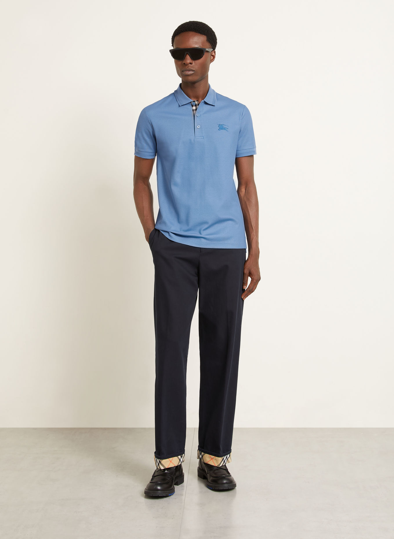 BURBERRY Piqué-poloshirt EDDIE: BLAUW