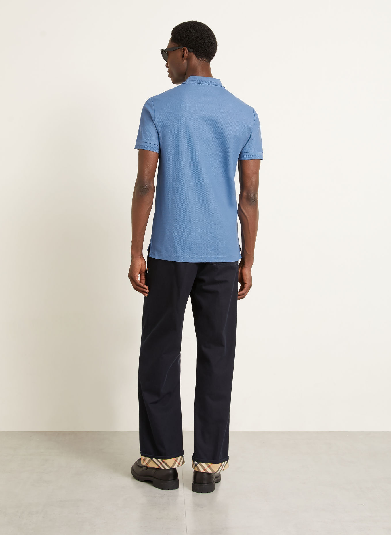 BURBERRY Piqué-poloshirt EDDIE: BLAUW