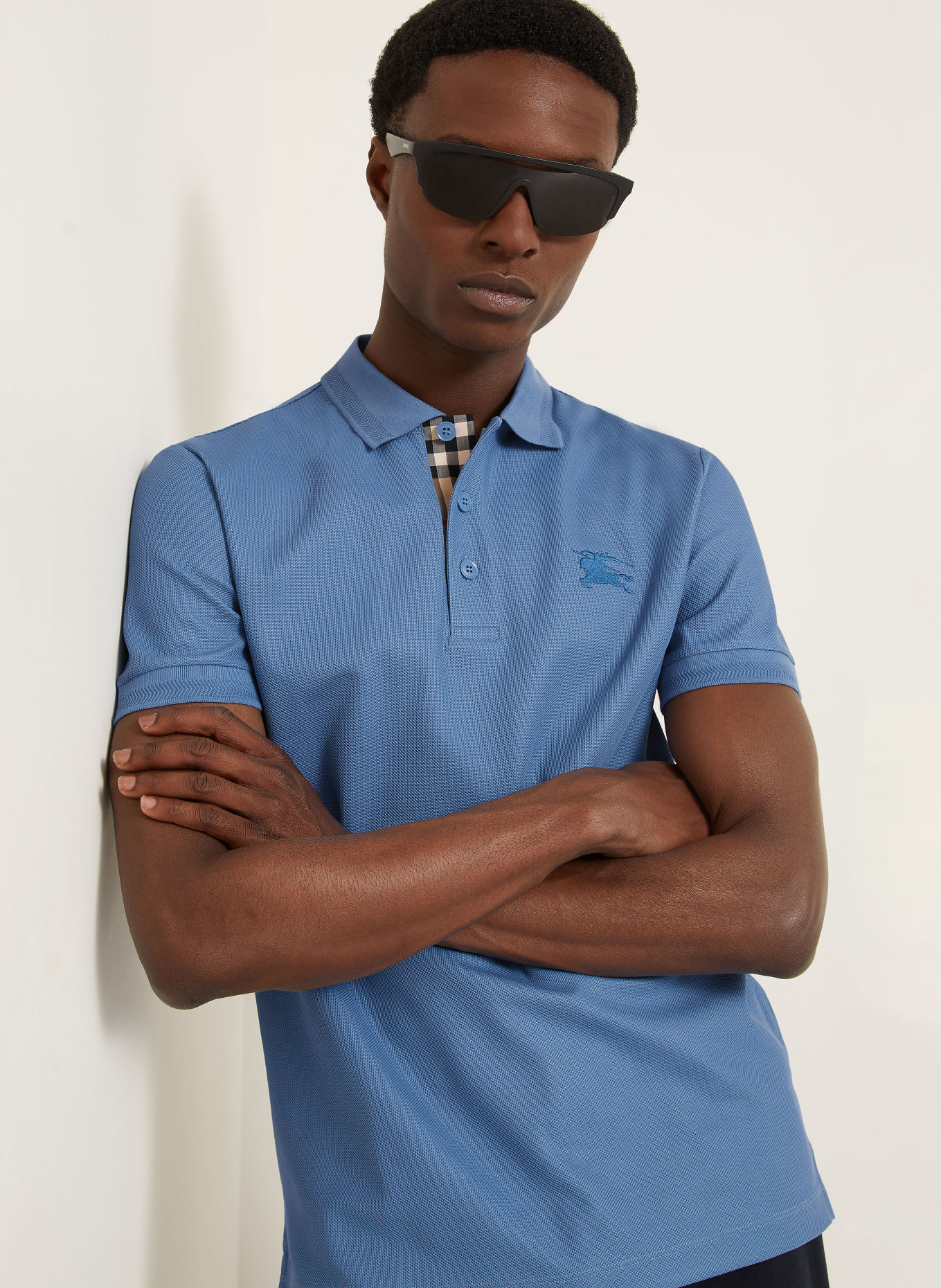BURBERRY Piqué-poloshirt EDDIE: BLAUW