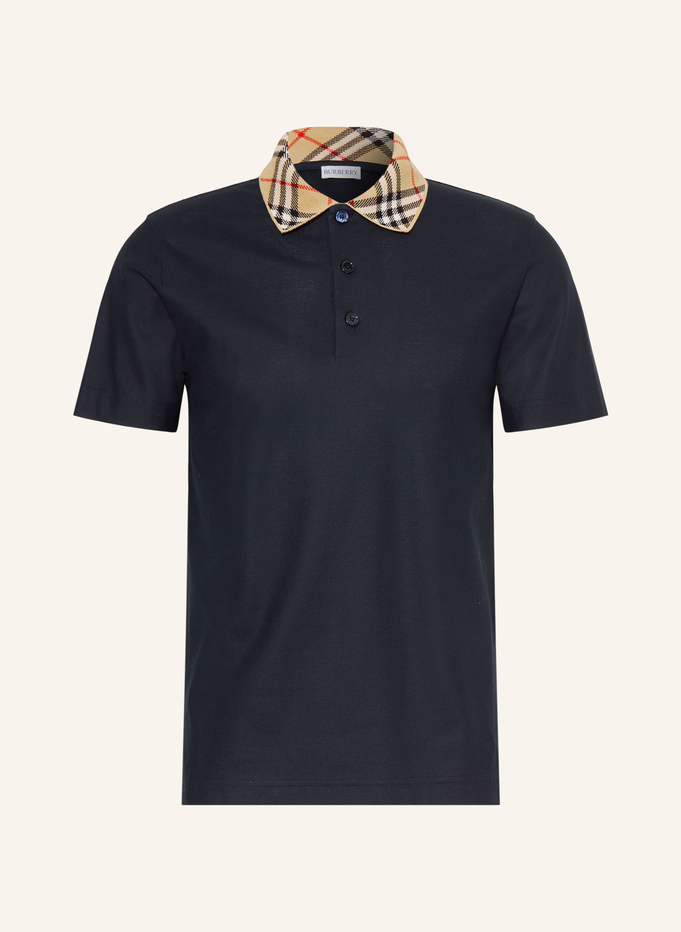BURBERRY Polokošile z piké EVAN: TMAVĚ MODRÁ / ČERVENÁ / ČERNÁ