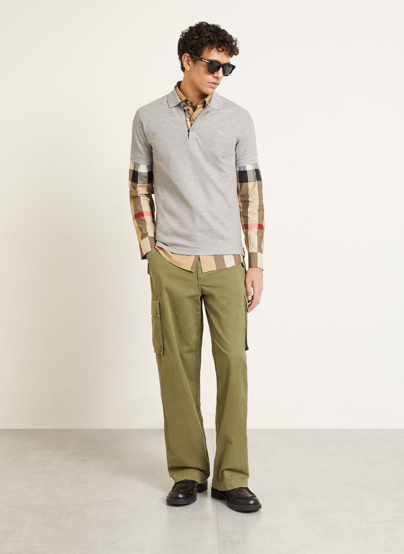 BURBERRY Piqué-poloshirt EDDIE: GRIJS