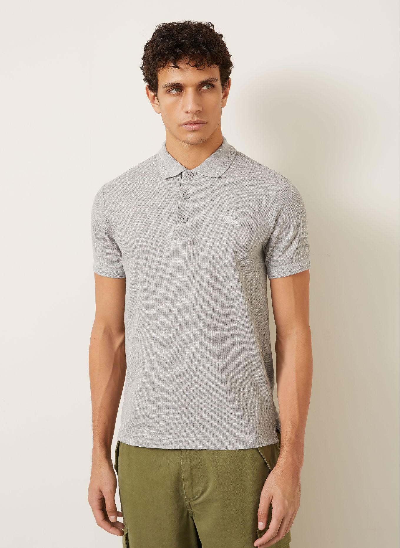 BURBERRY Piqué-poloshirt EDDIE: GRIJS
