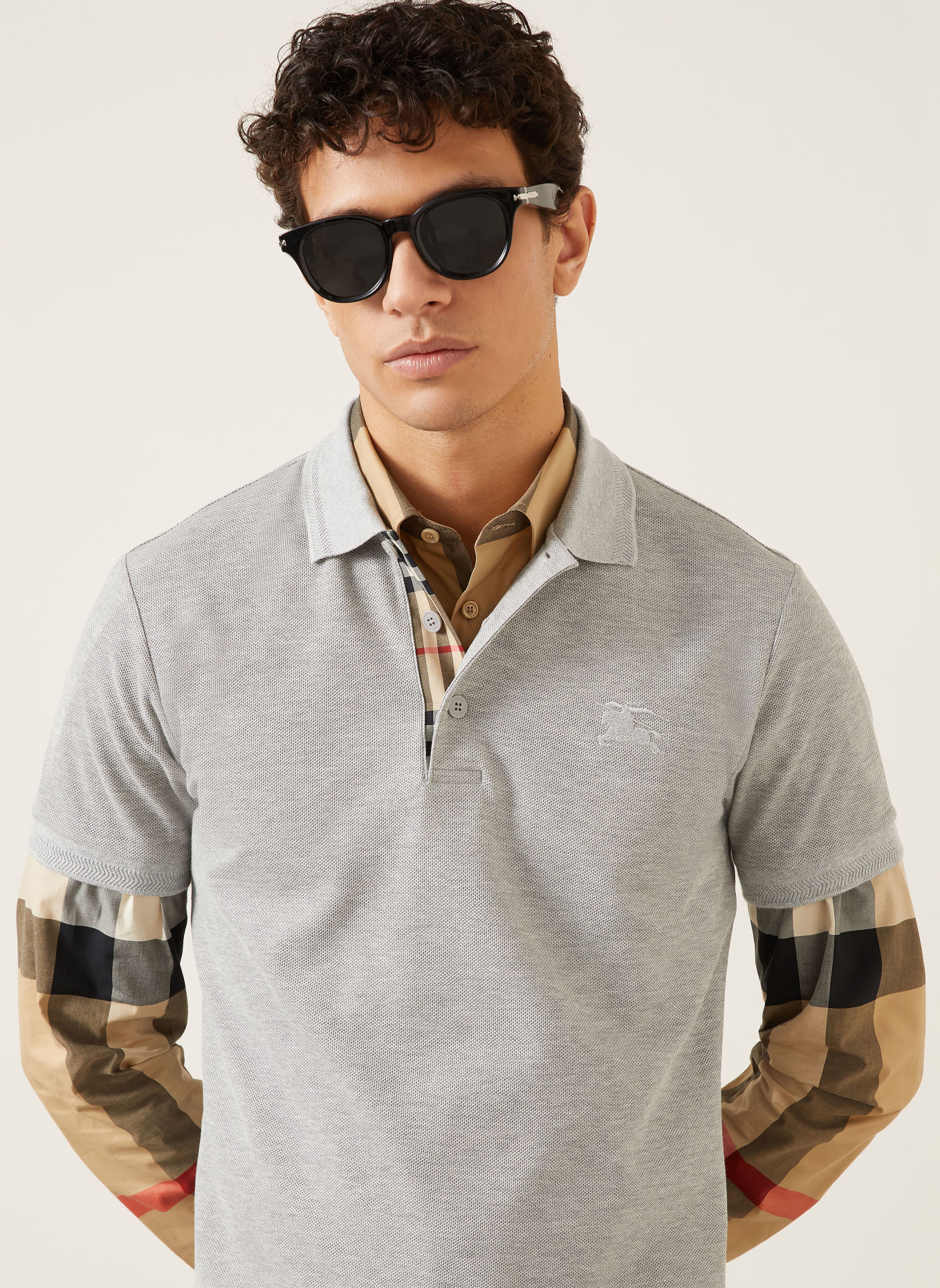 BURBERRY Piqué-poloshirt EDDIE: GRIJS