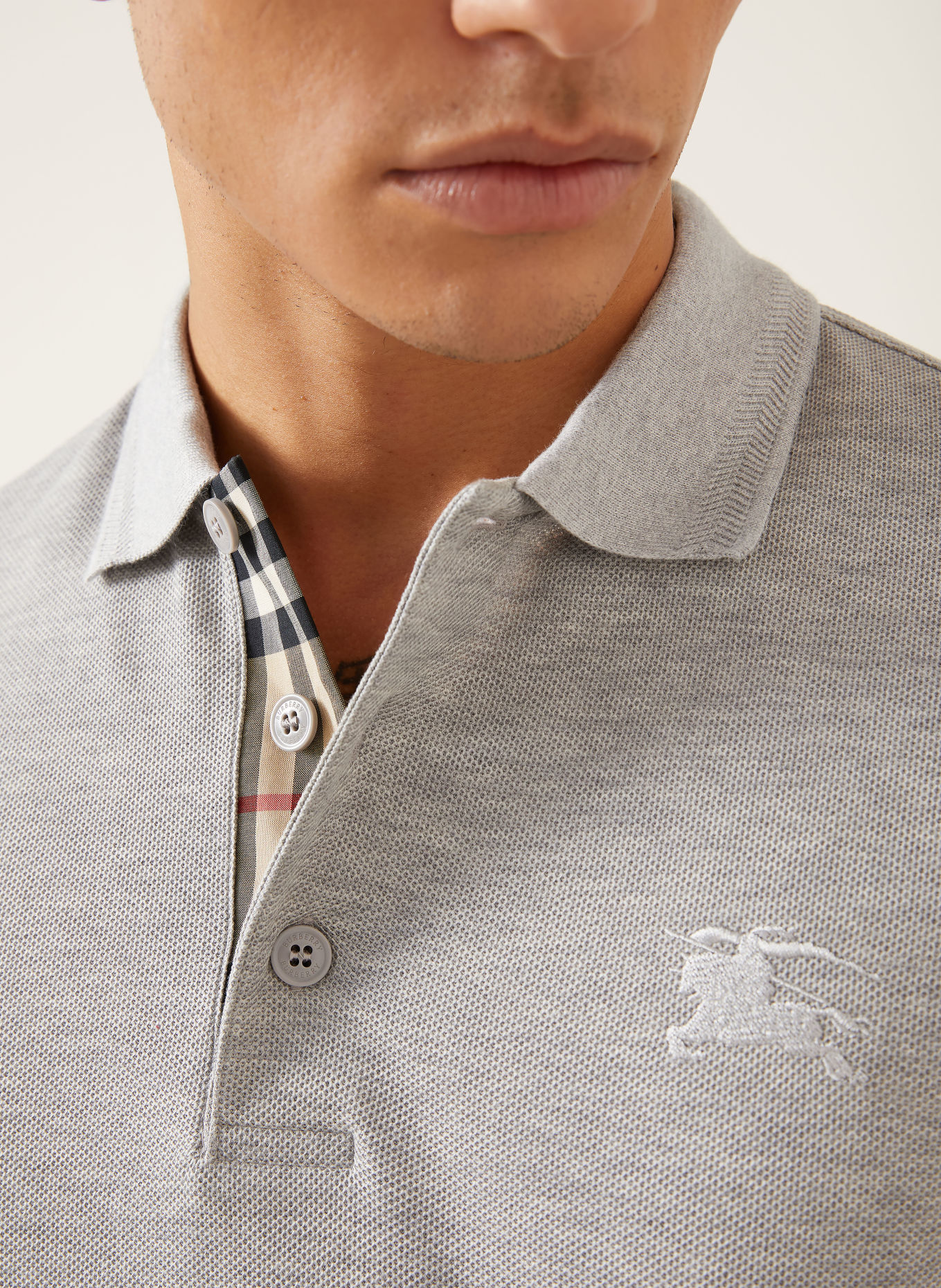 BURBERRY Piqué-poloshirt EDDIE: GRIJS