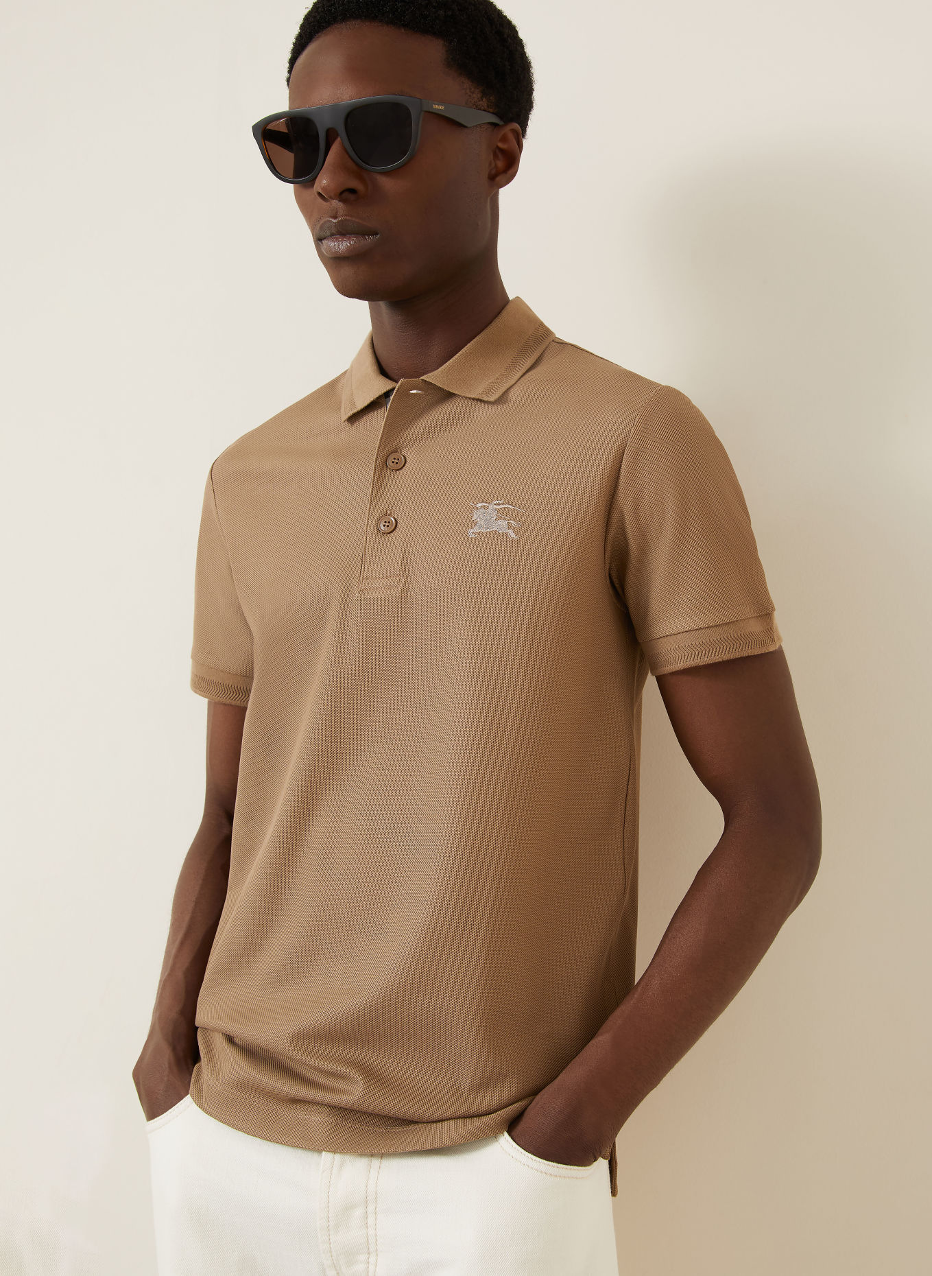 BURBERRY Piqué-poloshirt EDDIE: KAKI
