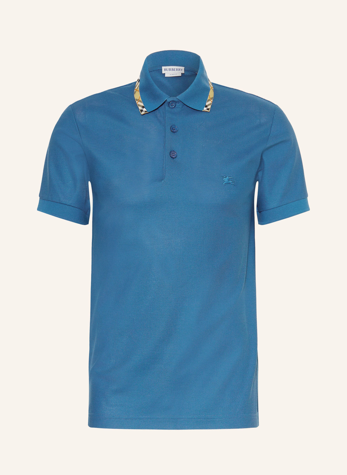 BURBERRY EDDIE Piqué polo shirt: LIGHT BLUE / RED / BLACK