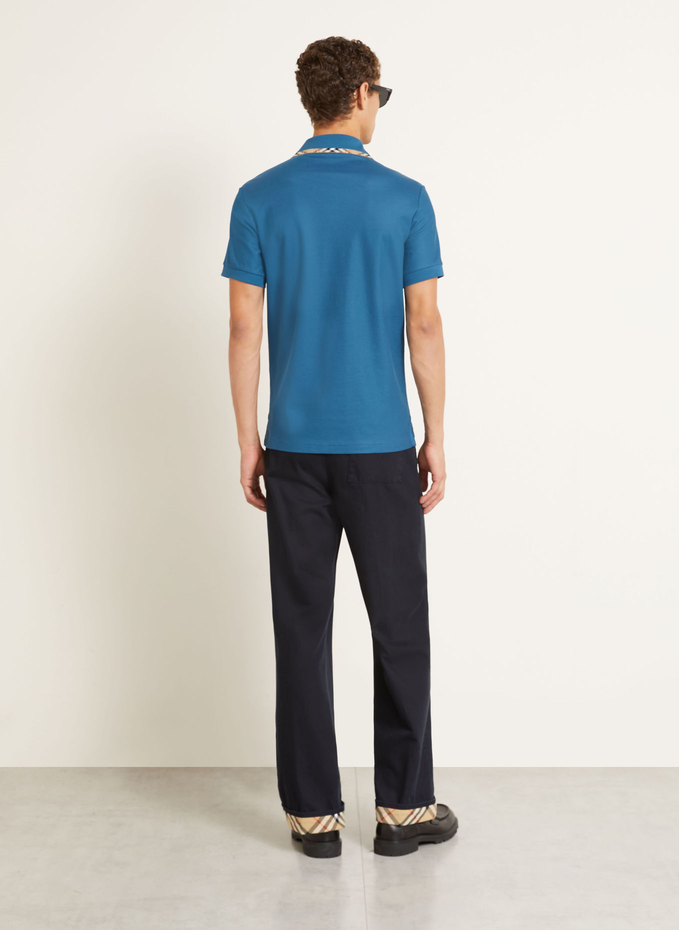 BURBERRY EDDIE Piqué polo shirt: LIGHT BLUE / RED / BLACK