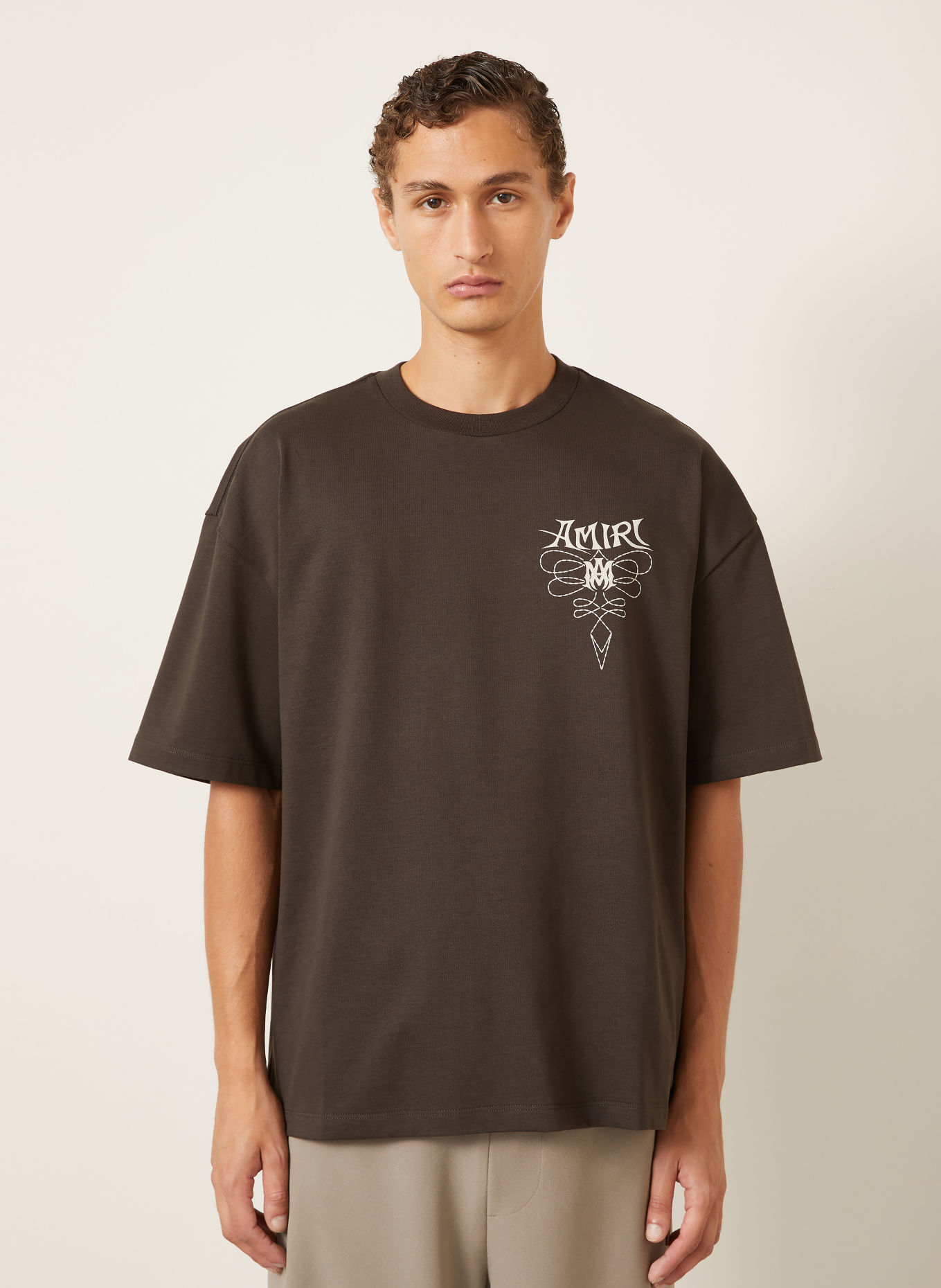 AMIRI T-Shirt LASSO: DUNKELBRAUN / BEIGE