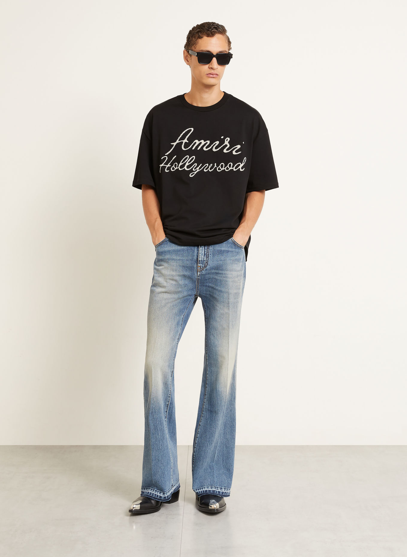AMIRI T-Shirt HOLLYWOOD: SCHWARZ / CREME