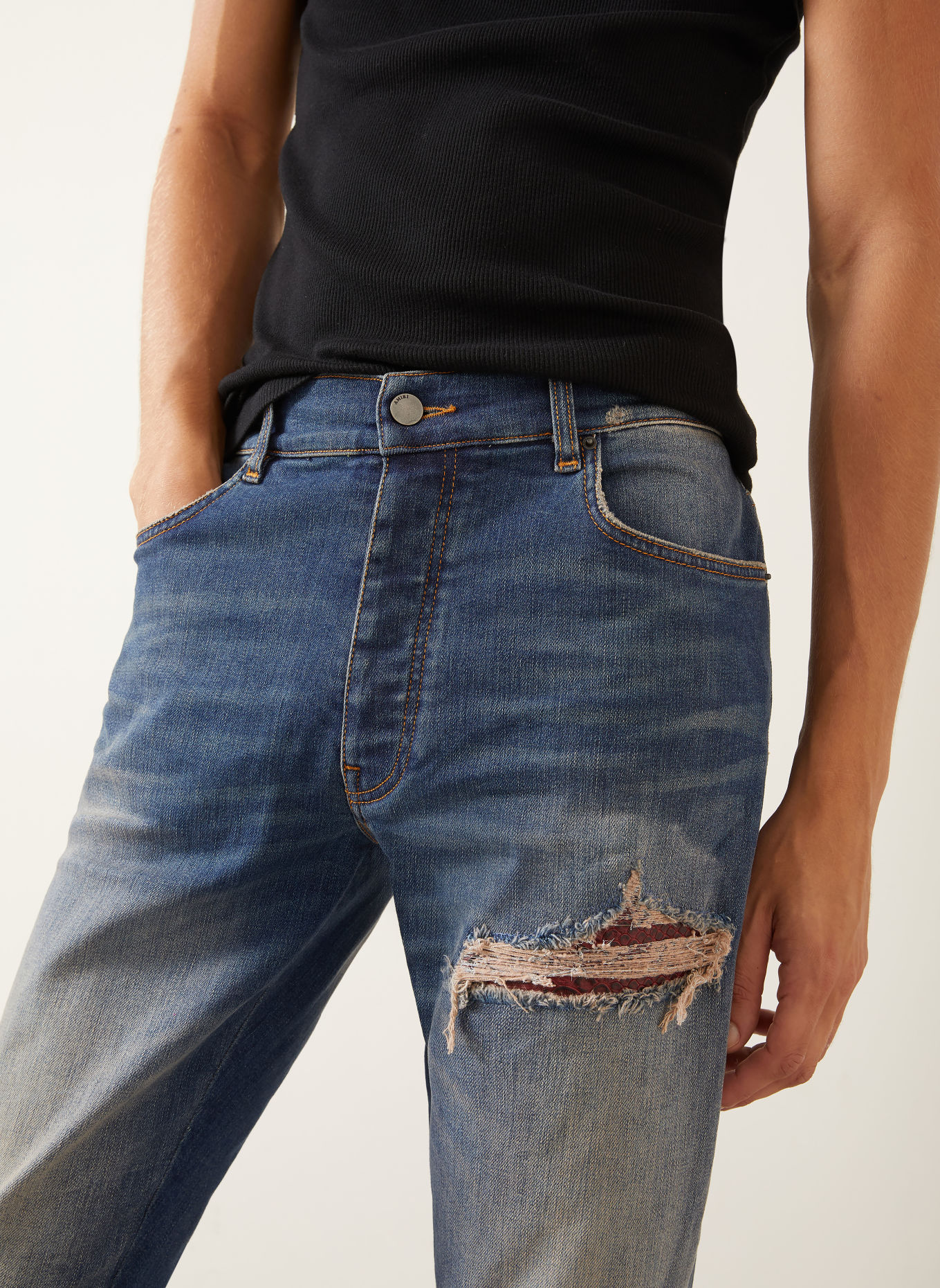 AMIRI Distressed jeans MX1 Skinny Fit: 004P Rich Indigo