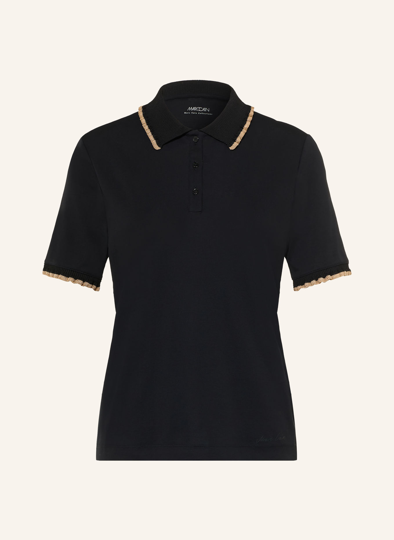 MARC CAIN Polo en jersey à volants: 900 black new