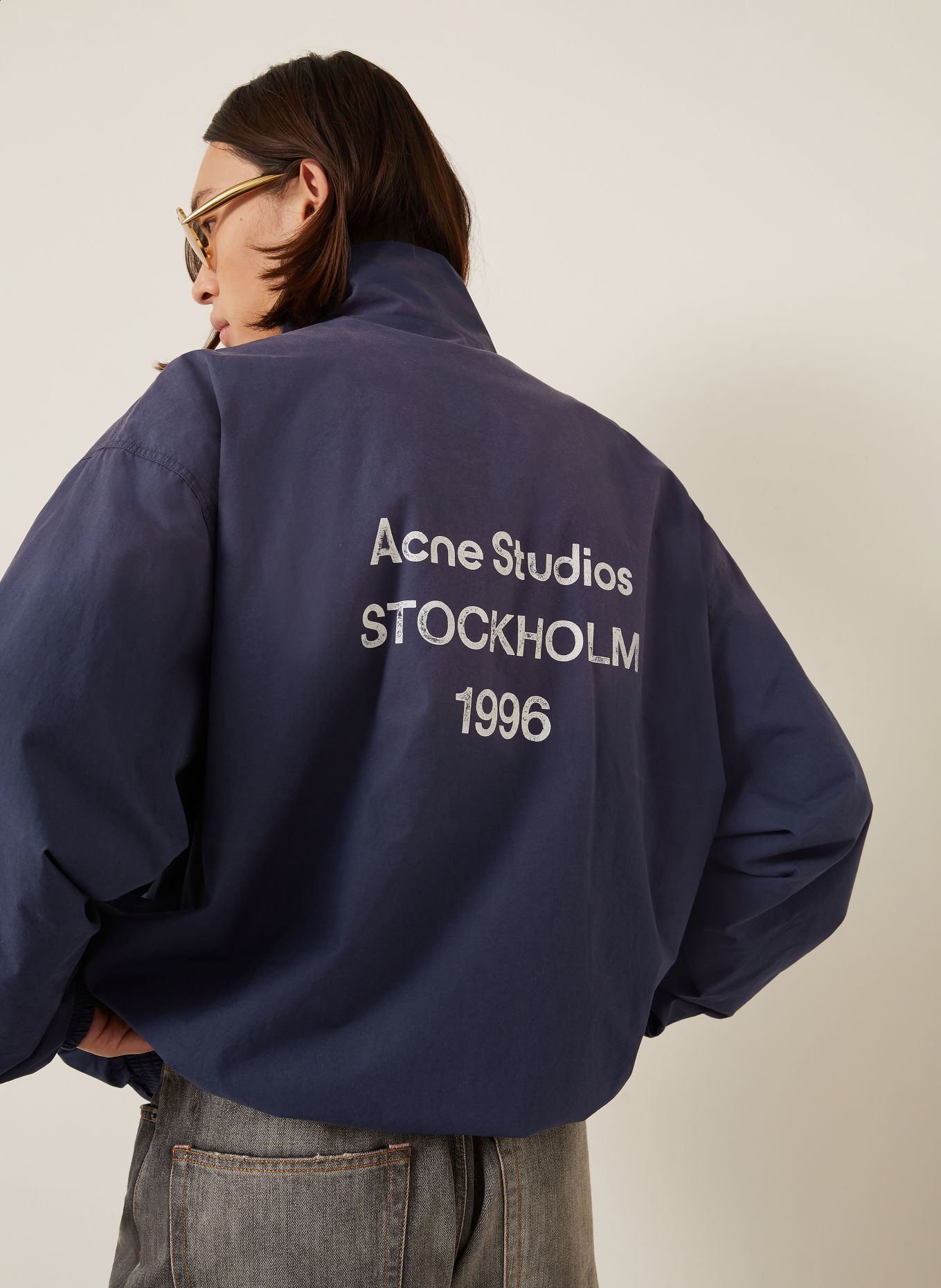 Acne Studios Blouson: DUNKELBLAU / WEISS