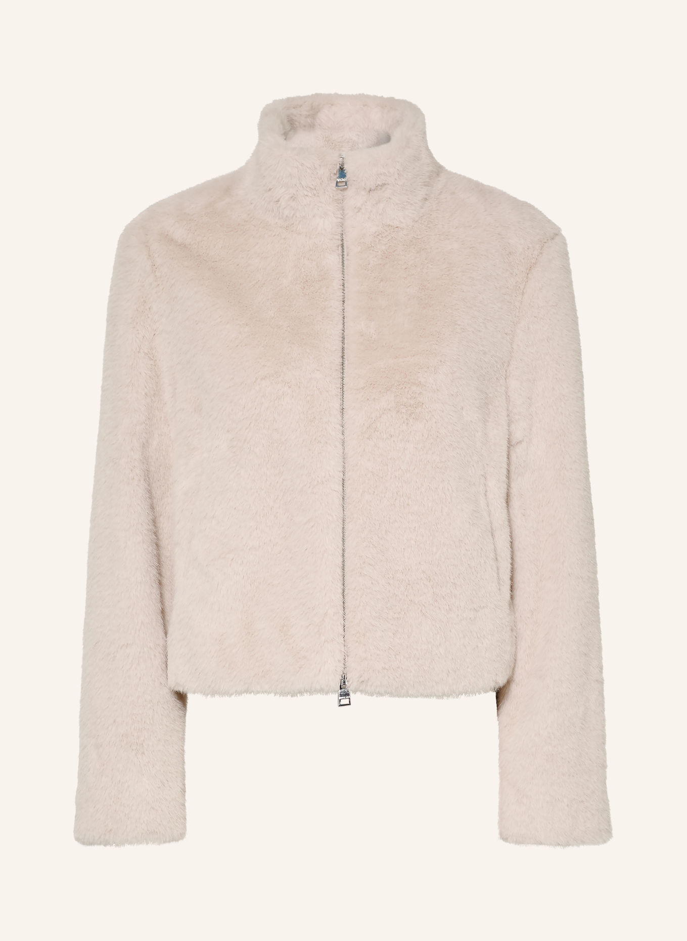 MARC CAIN Faux Fur Jacket: 646 warm stone