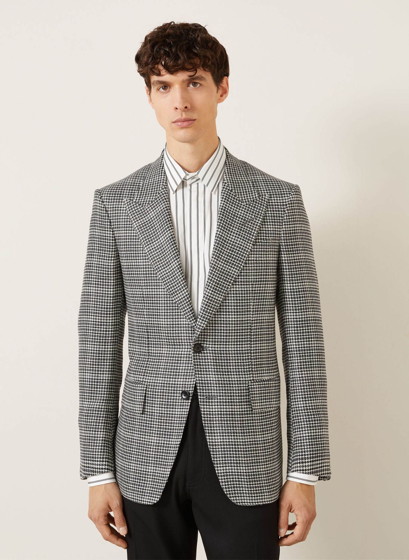 TOM FORD Colbert SHELTON Extra Slim Fit: ZWART / CRÈME / DONKERGRIJS