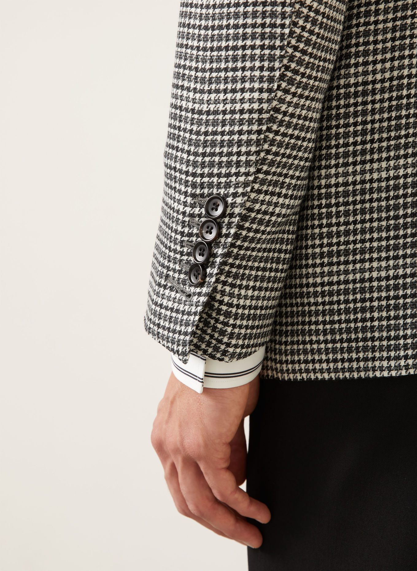 TOM FORD Colbert SHELTON Extra Slim Fit: ZWART / CRÈME / DONKERGRIJS