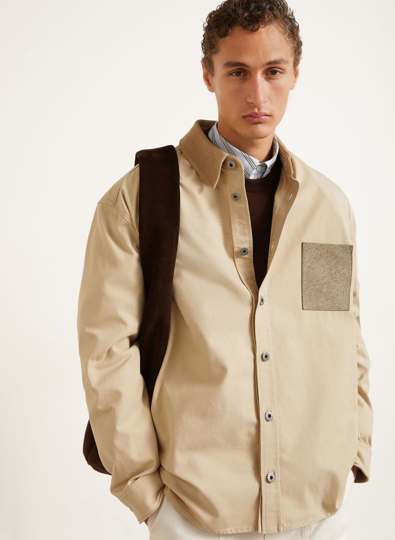LOEWE Overjacket: HELLBRAUN / DUNKELGRAU