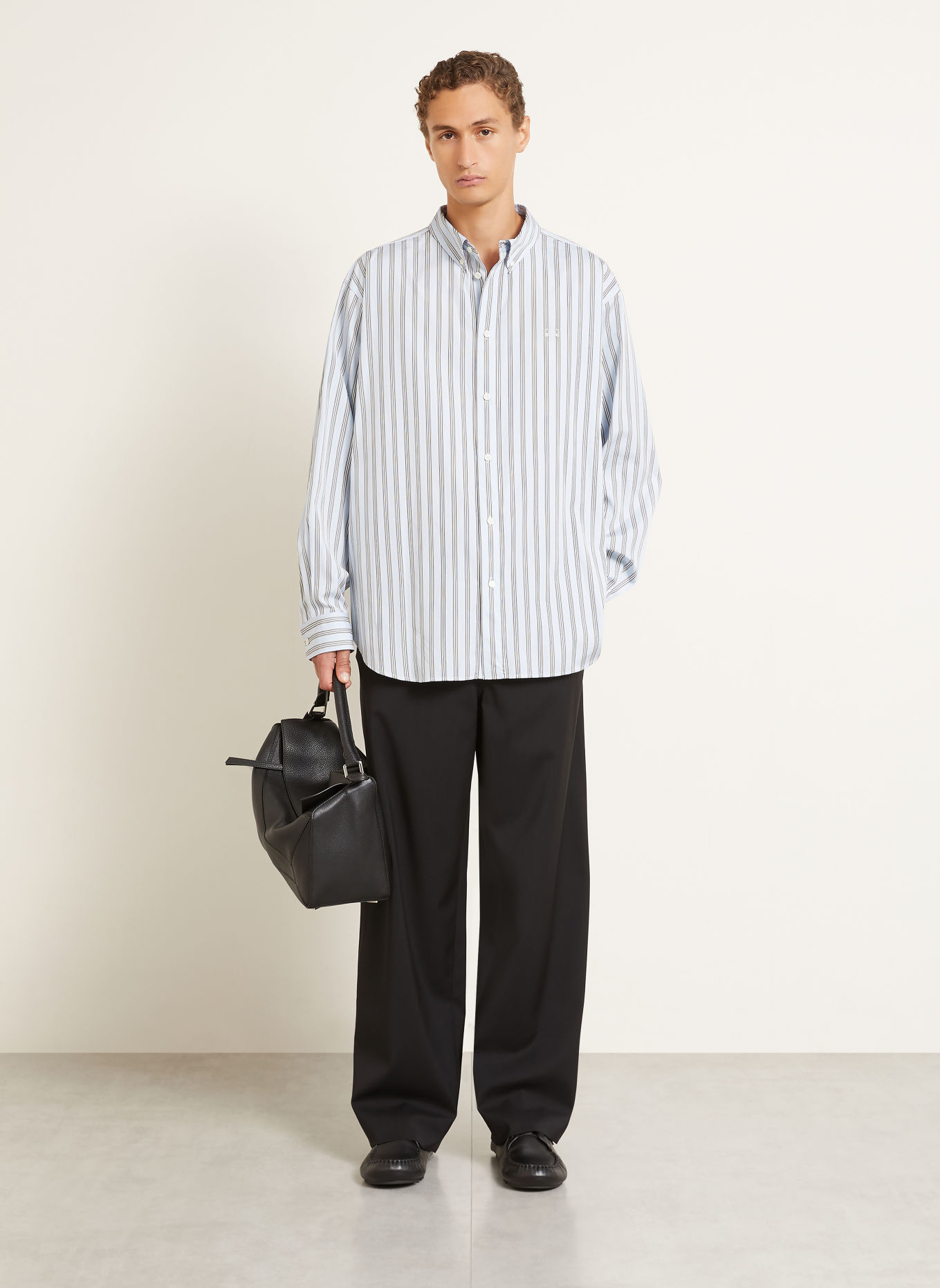 LOEWE Comfort Fit Shirt: LIGHT BLUE / WHITE / BLACK