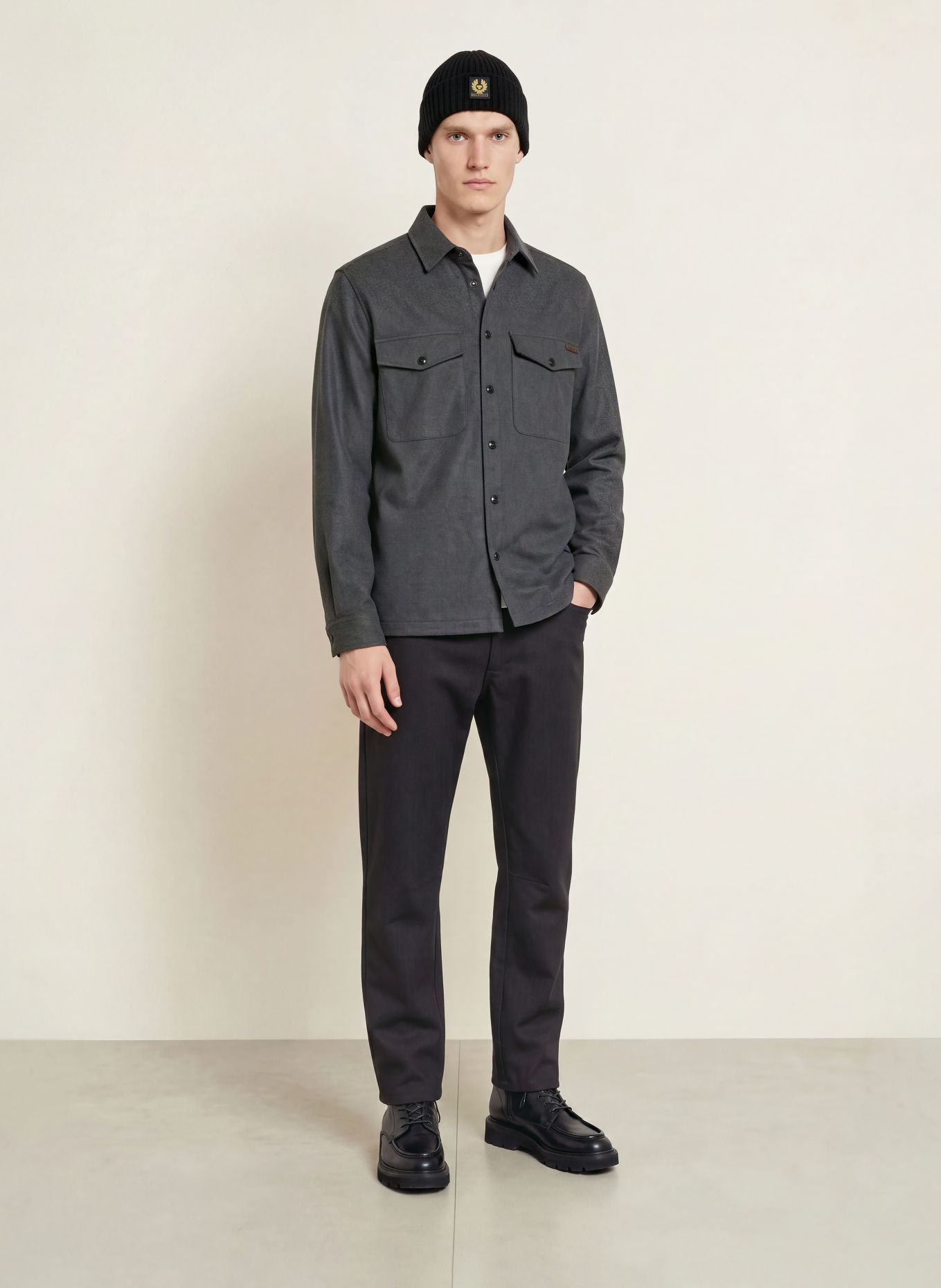 BELSTAFF CASTLE-overjakke i flannel: MØRKEGRÅ