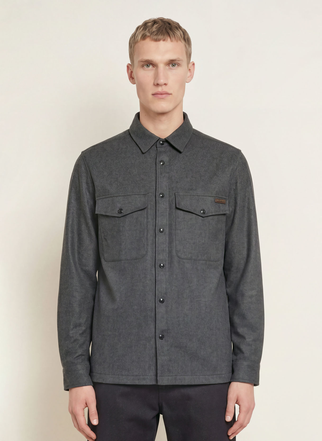BELSTAFF CASTLE-overjakke i flannel: MØRKEGRÅ