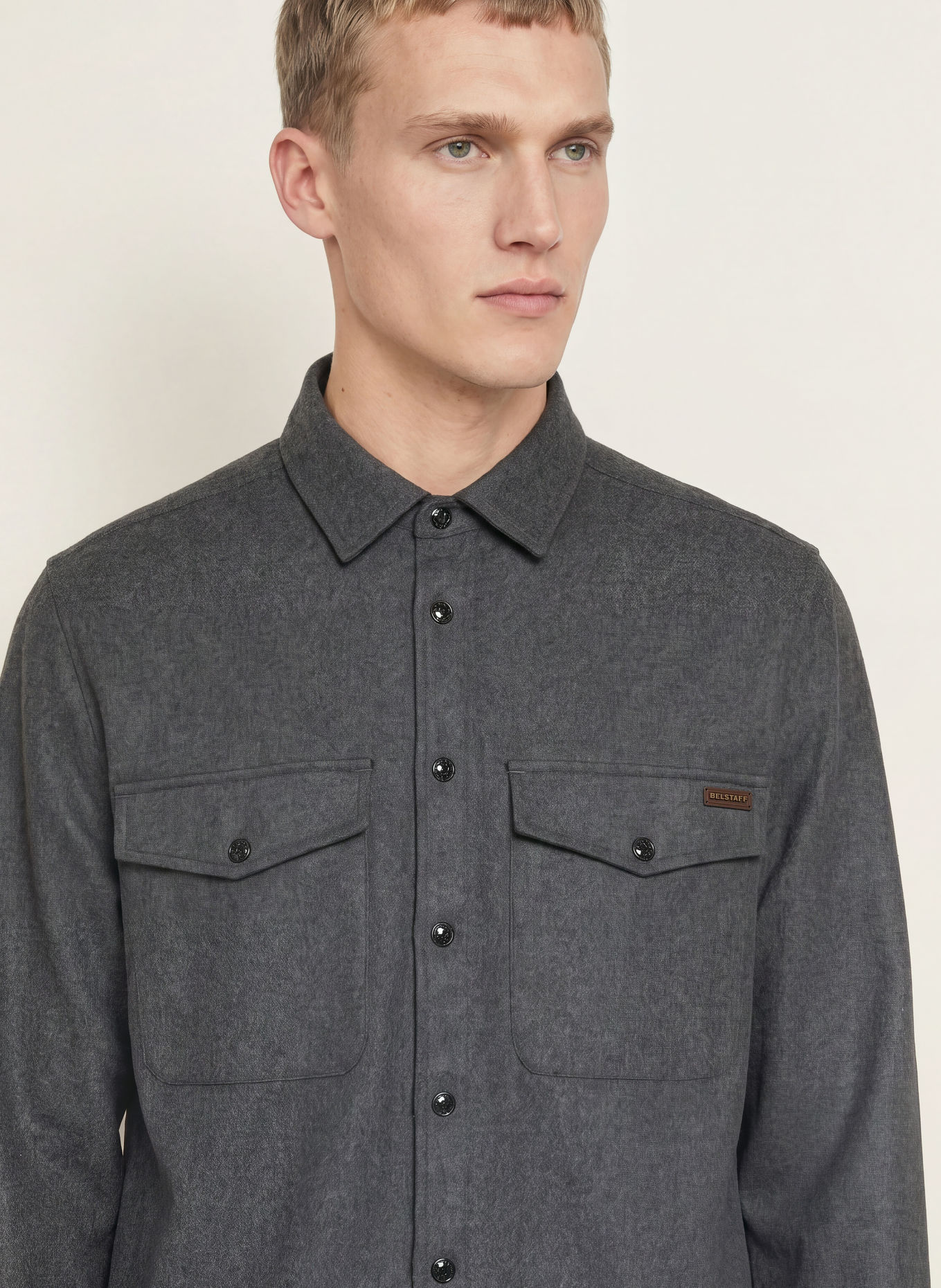 BELSTAFF CASTLE-overjakke i flannel: MØRKEGRÅ