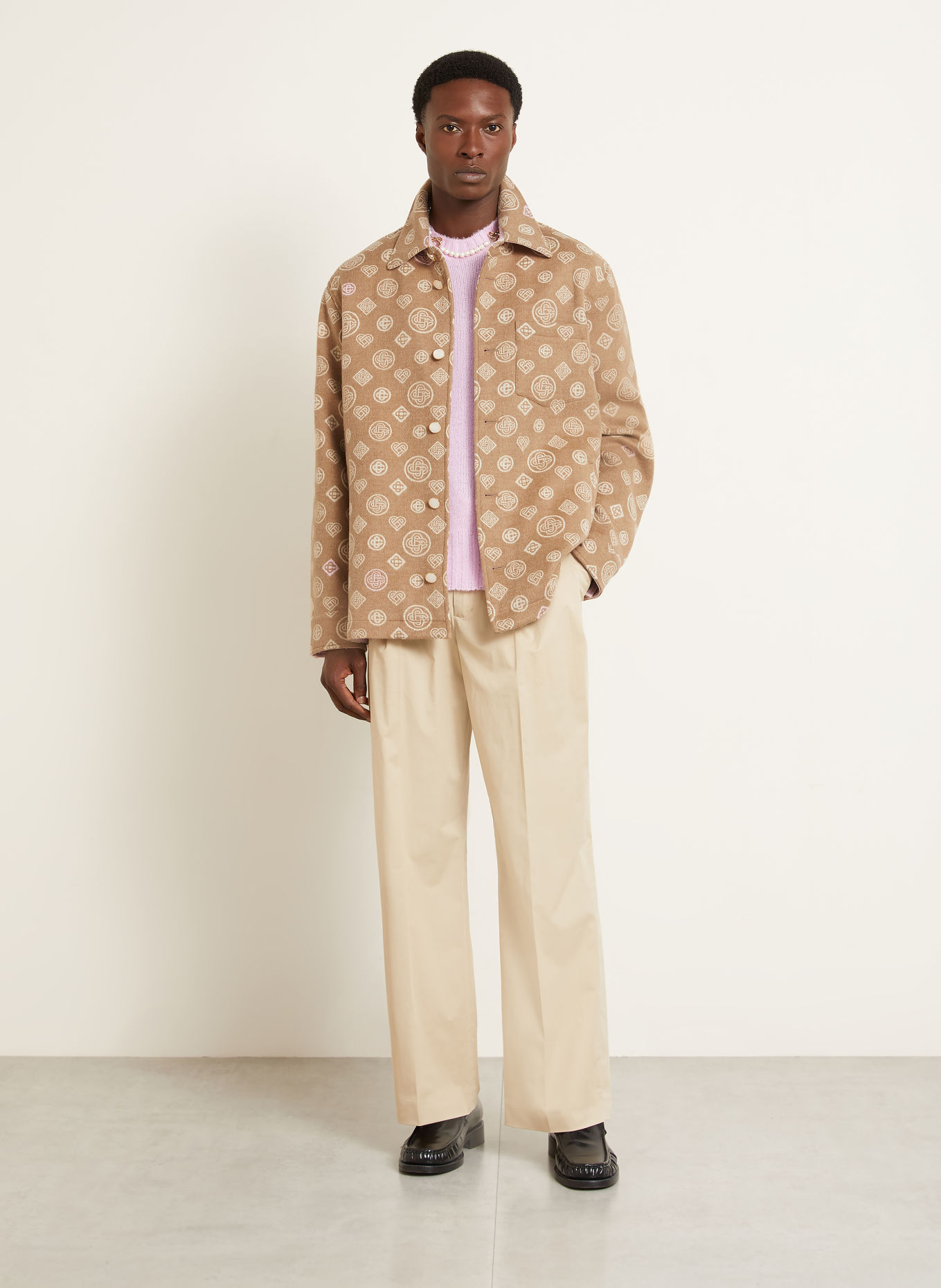 Casablanca Overjacket van flanel: BEIGE / WIT