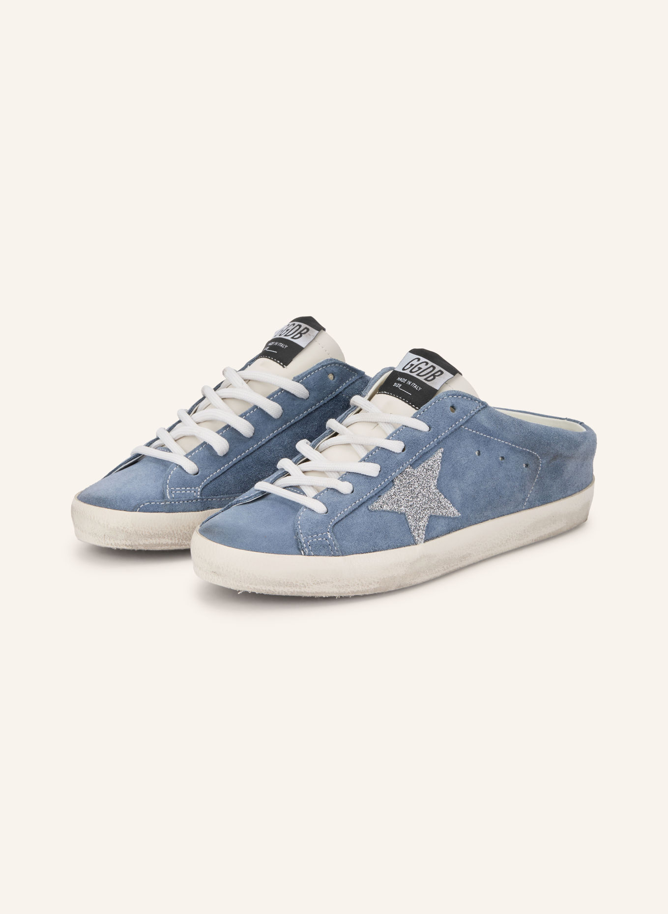 GOLDEN GOOSE Mules SUPER-STAR: BLAUGRAU / WEISS