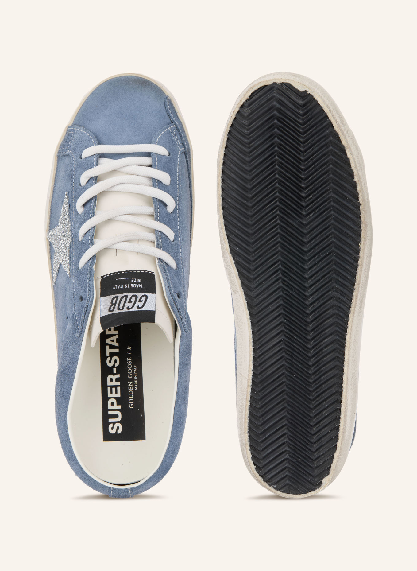 GOLDEN GOOSE Mules SUPER-STAR: BLAUGRAU / WEISS