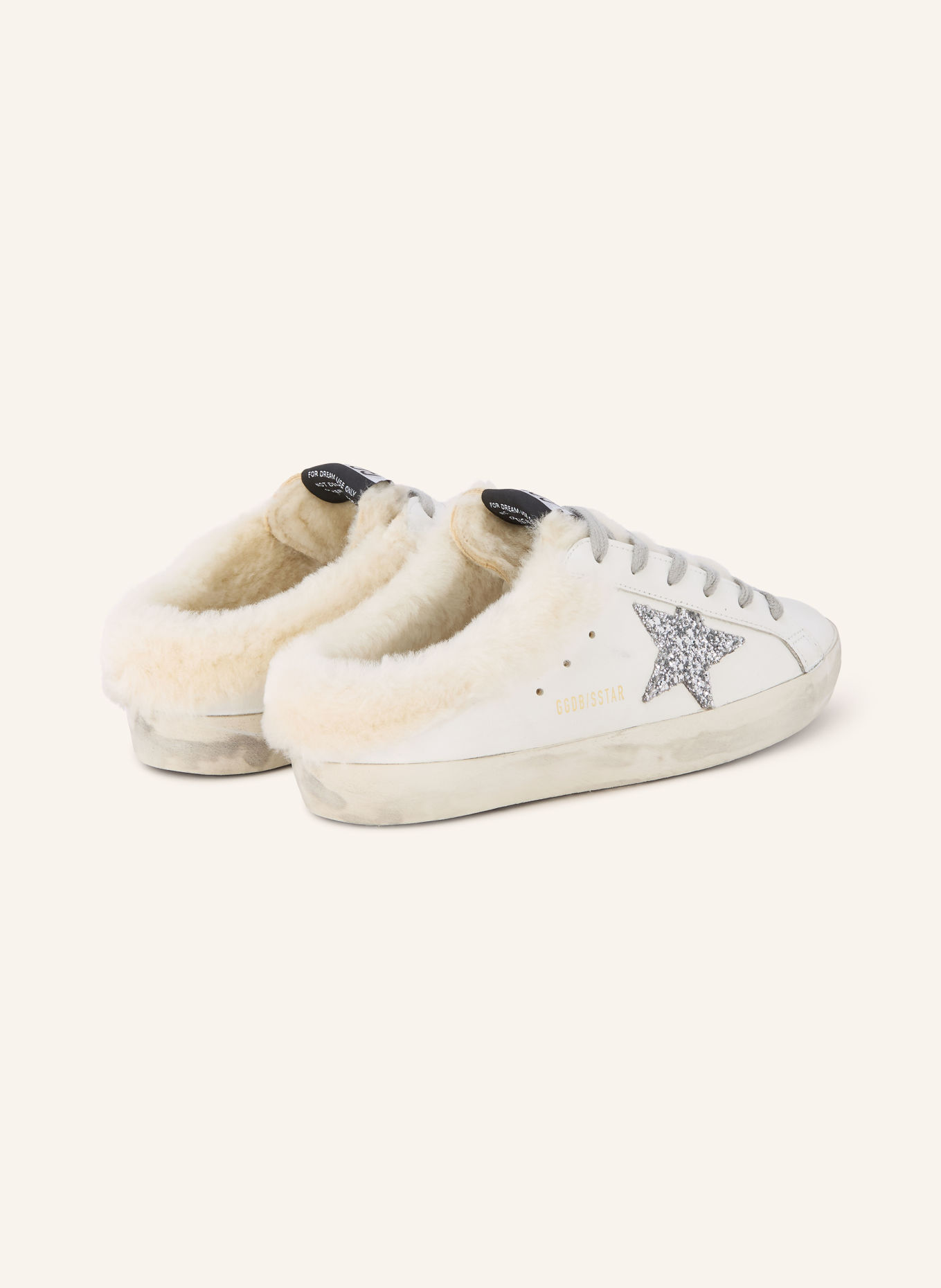 GOLDEN GOOSE Mules SUPER-STAR: ECRU / SILBER