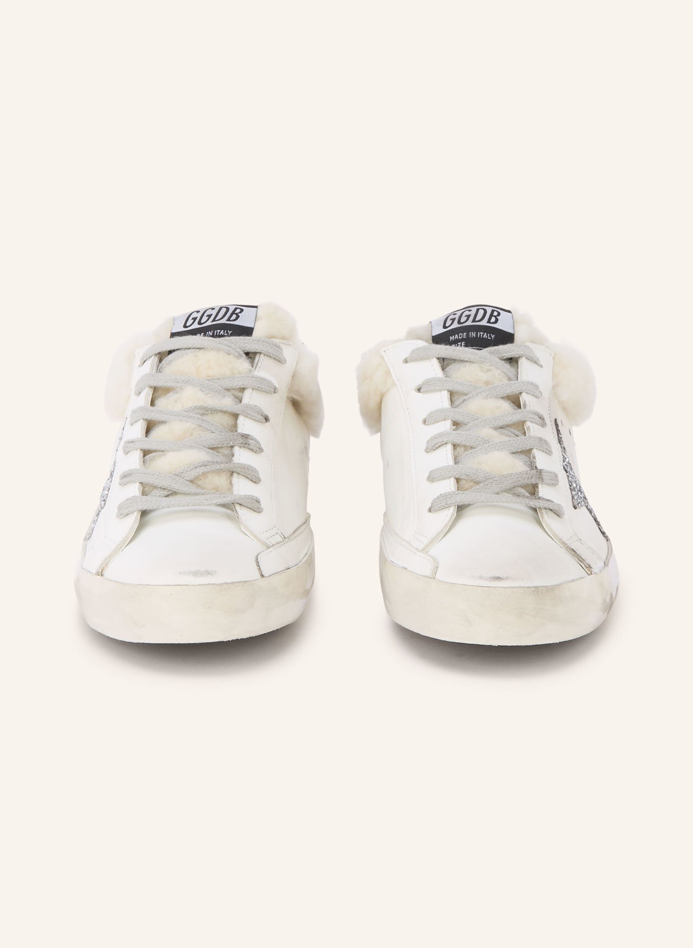GOLDEN GOOSE Mules SUPER-STAR: ECRU / SILBER