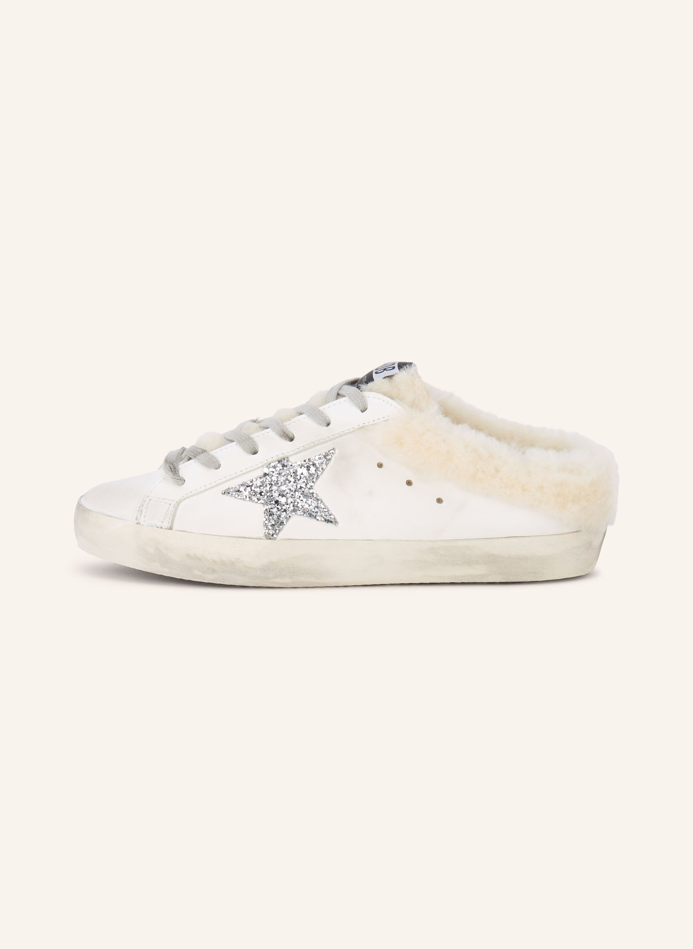 GOLDEN GOOSE Mules SUPER-STAR: ECRU / SILBER