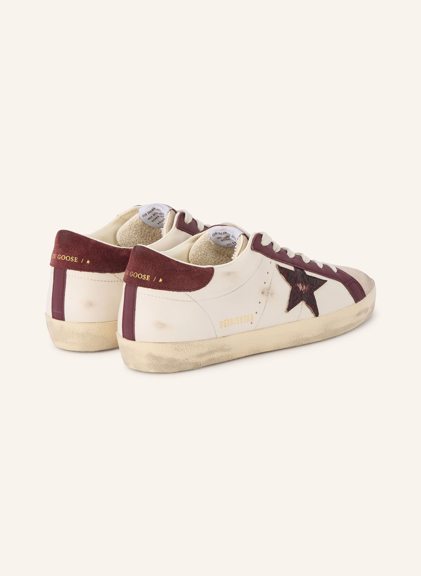 GOLDEN GOOSE Sneaker SUPER-STAR: ECRU / GRAU / DUNKELROT