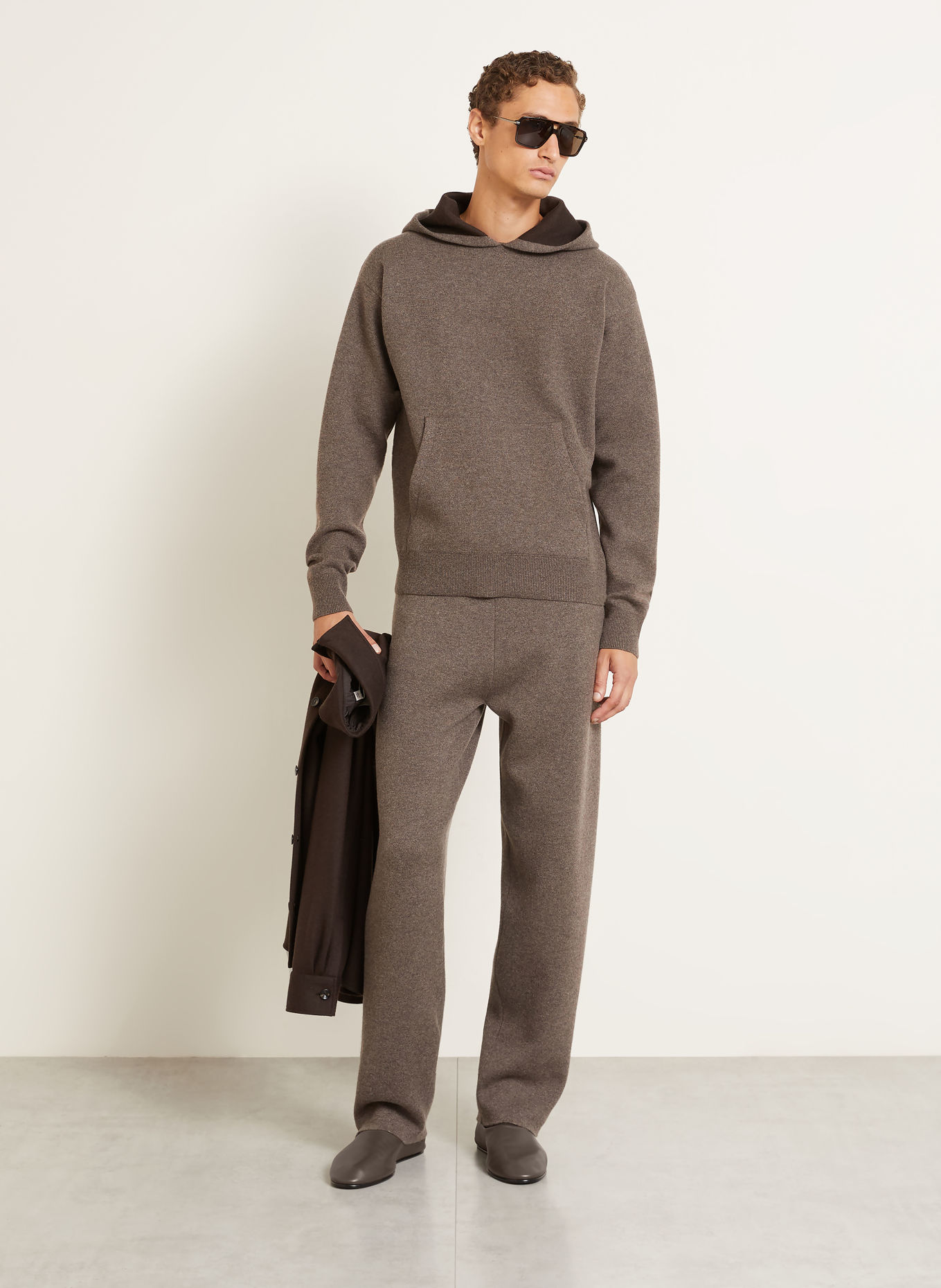 AGNONA Knit Hoodie with Cashmere: TAUPE