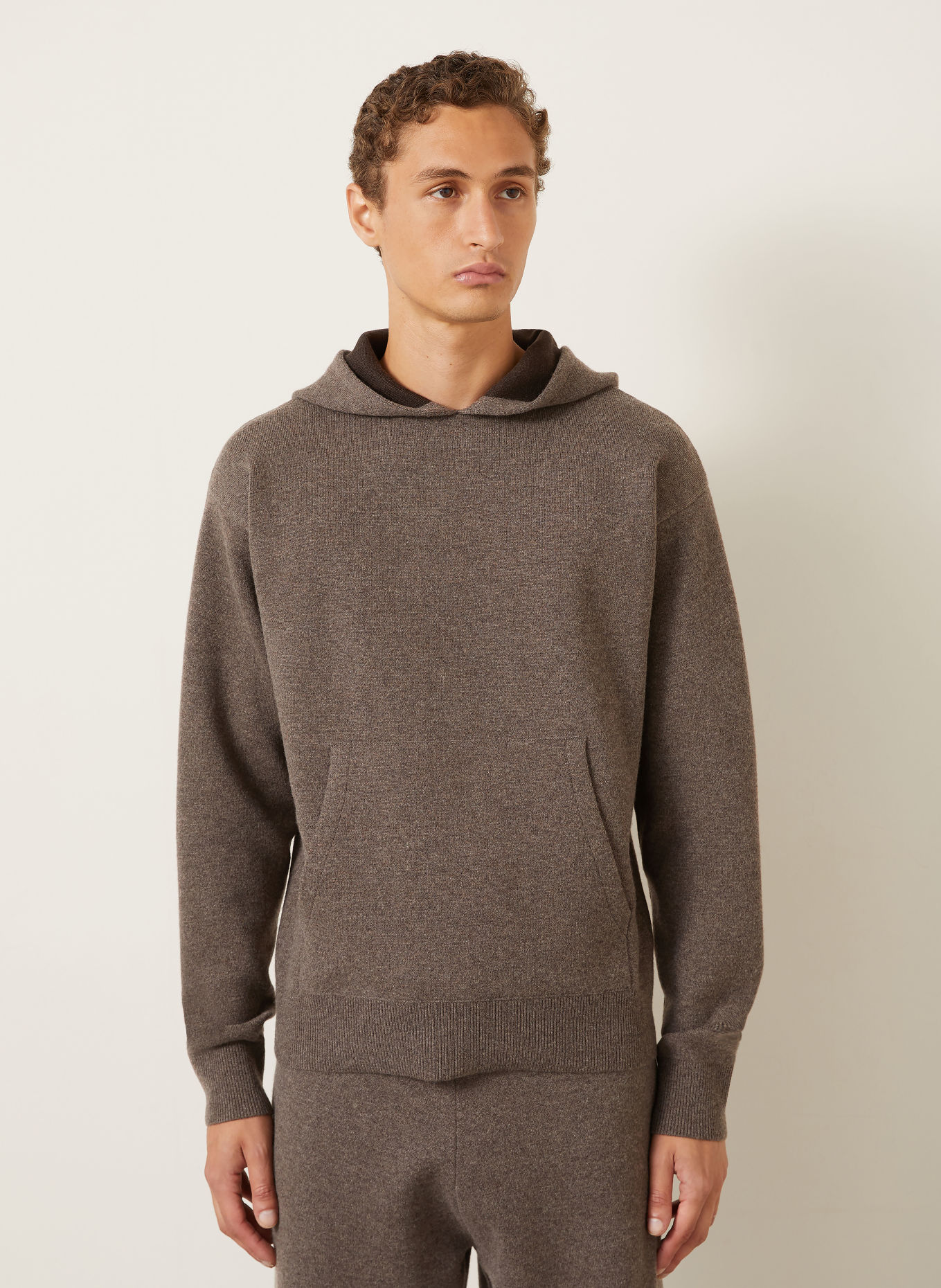 AGNONA Knit Hoodie with Cashmere: TAUPE