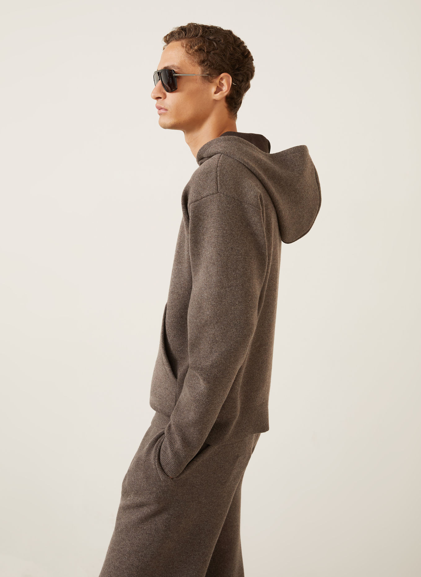 AGNONA Knit Hoodie with Cashmere: TAUPE