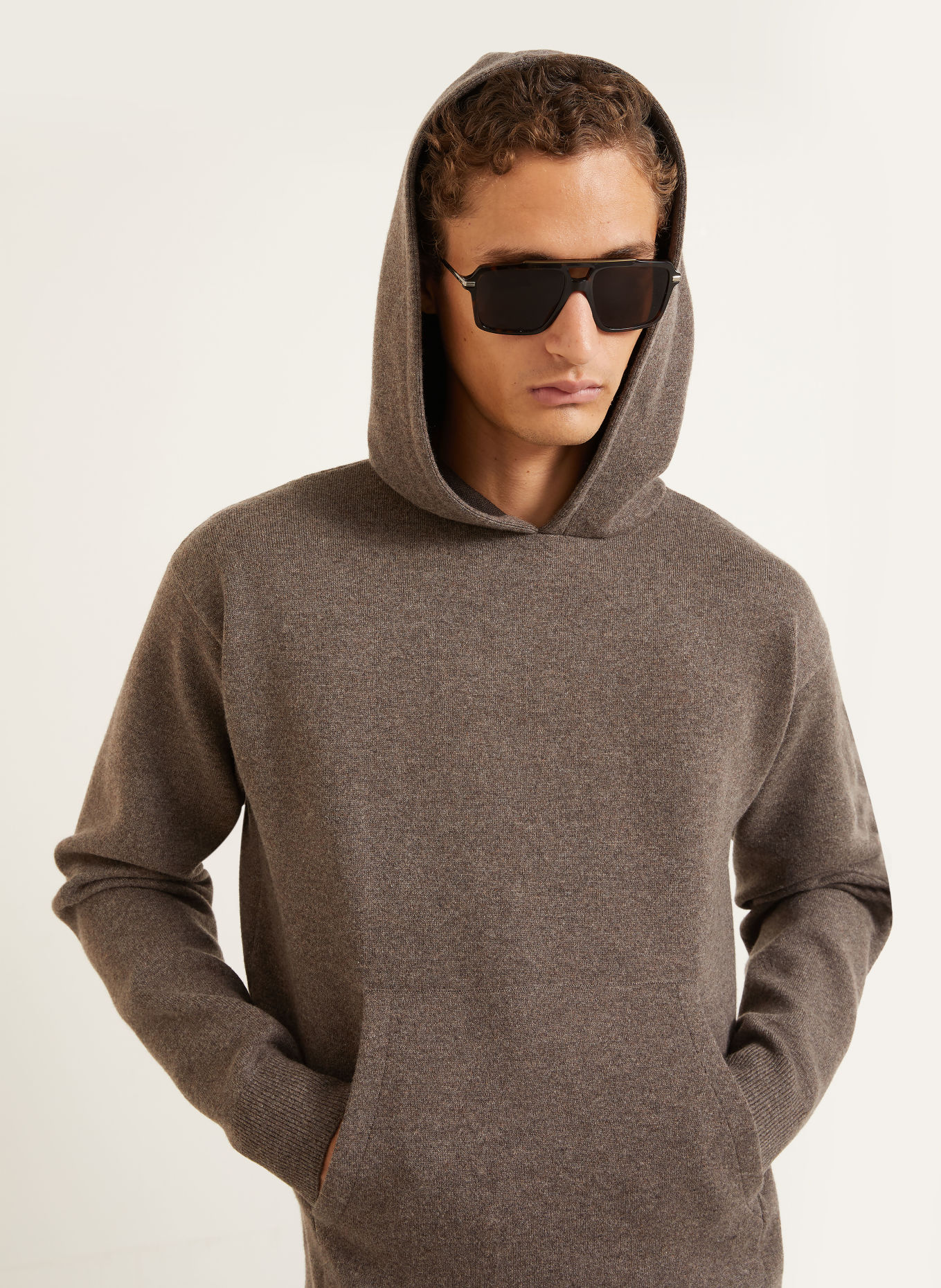 AGNONA Knit Hoodie with Cashmere: TAUPE