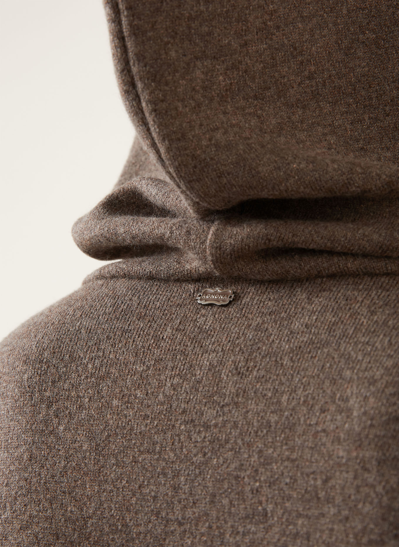 AGNONA Knit Hoodie with Cashmere: TAUPE