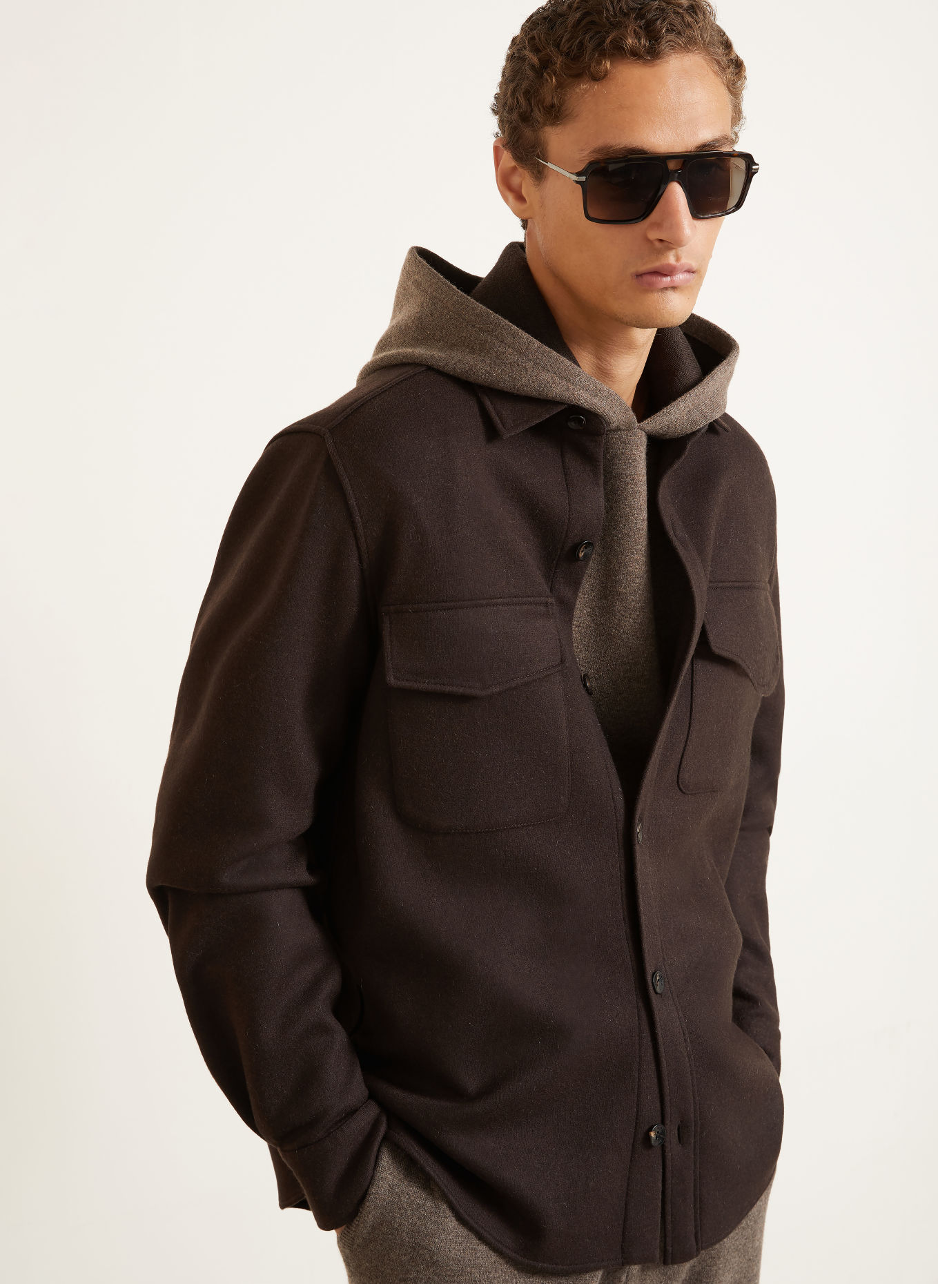 AGNONA Overjacket mit Cashmere: DUNKELBRAUN