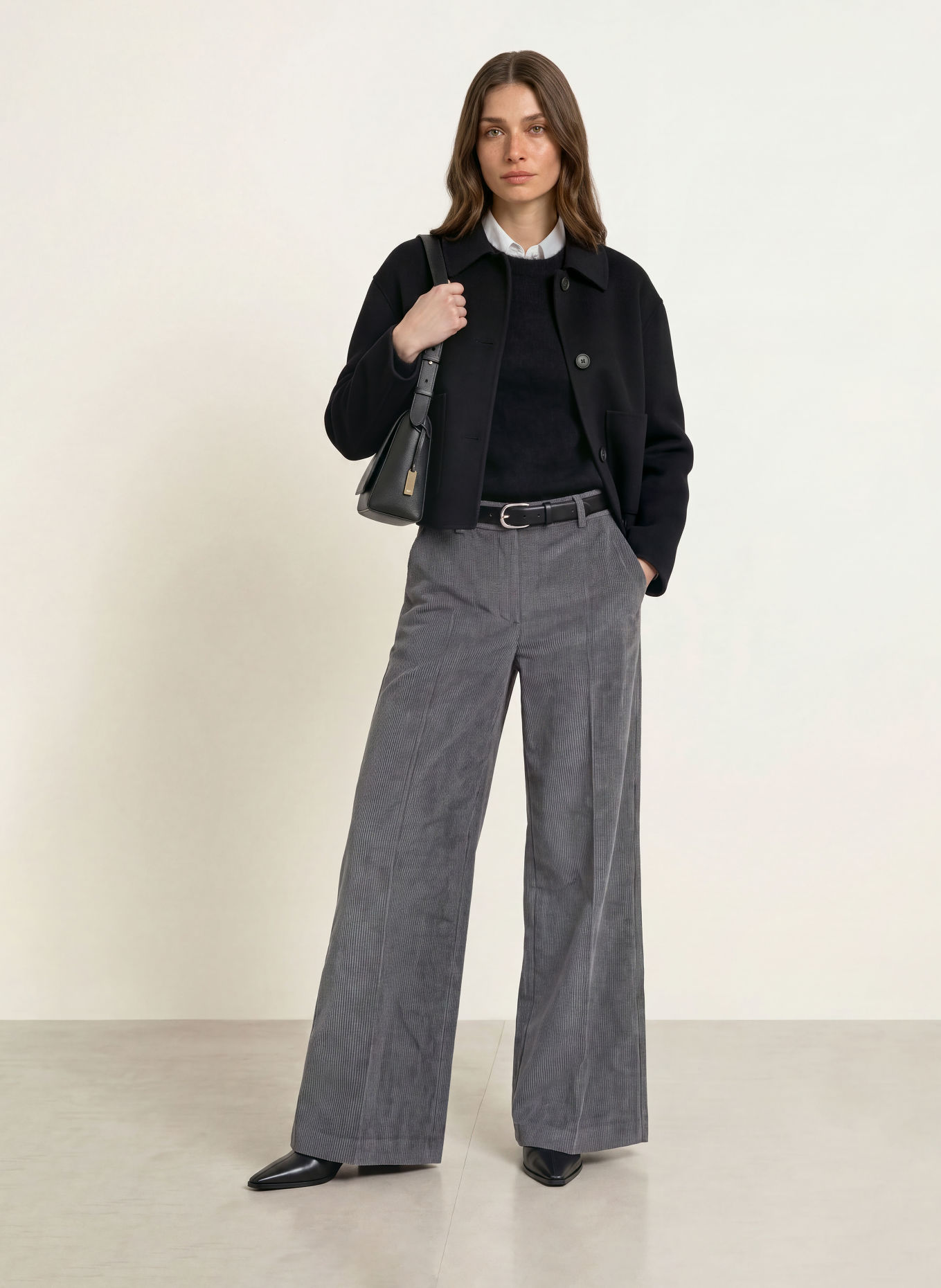 SEDUCTIVE Pantaloni Marlene SHILOH din velur: GRI ÎNCHIS
