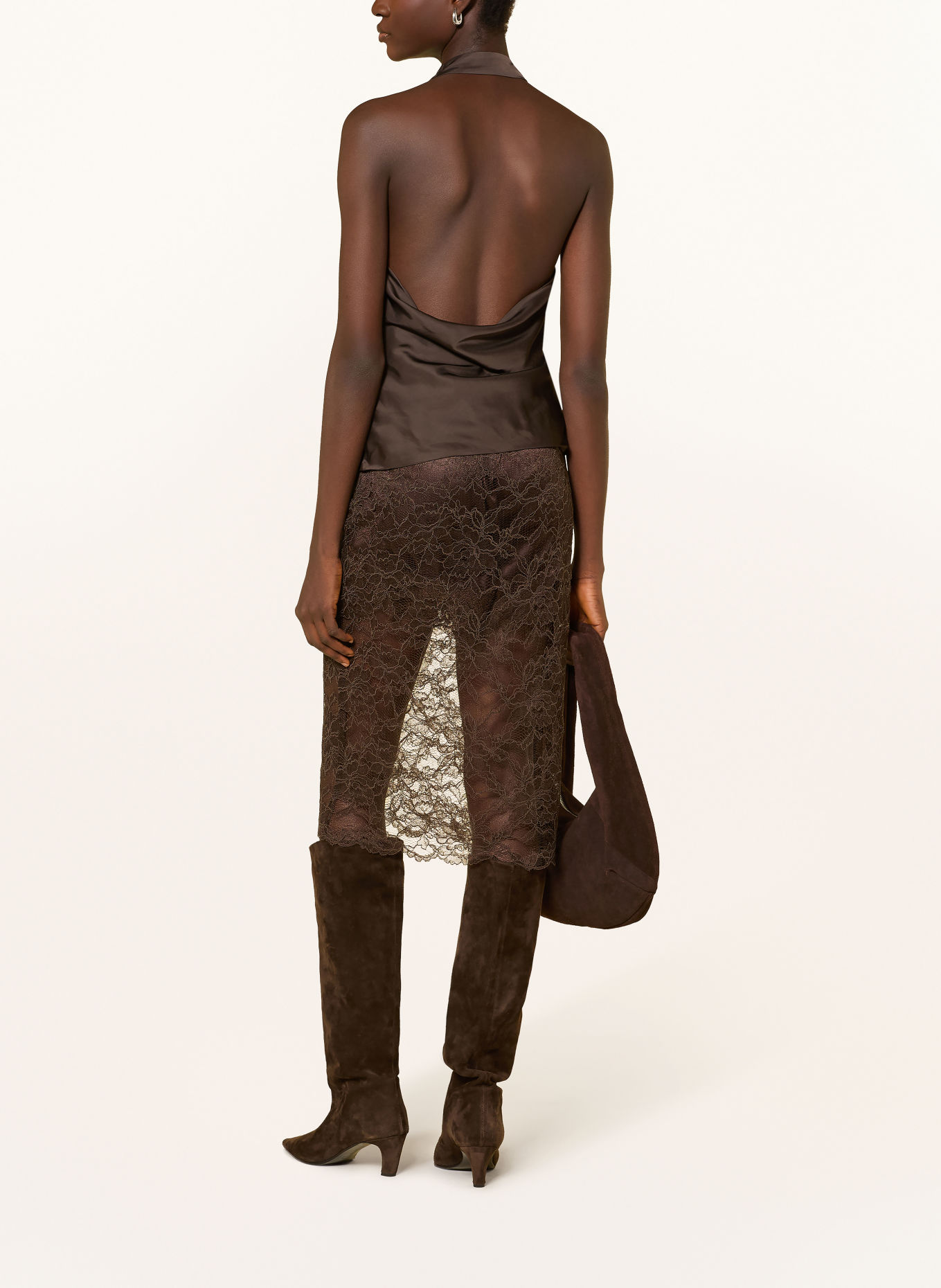 GUESS Lace Skirt: DARK BROWN